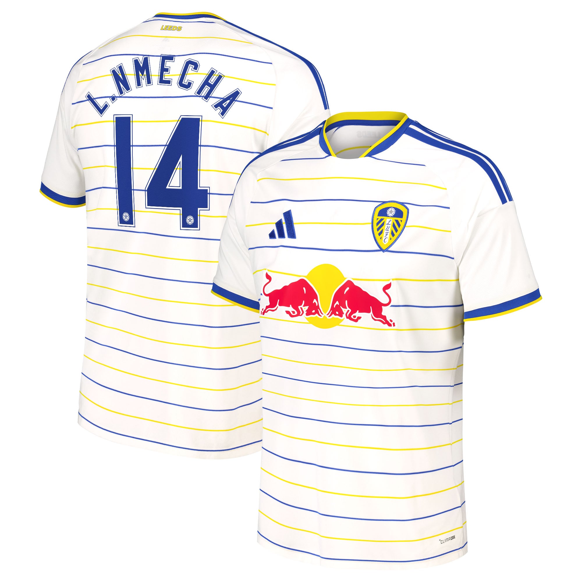 Leeds United adidas Home Shirt 2026-27 with L. Nmecha 14 Cup printing, , rebel_hi-res