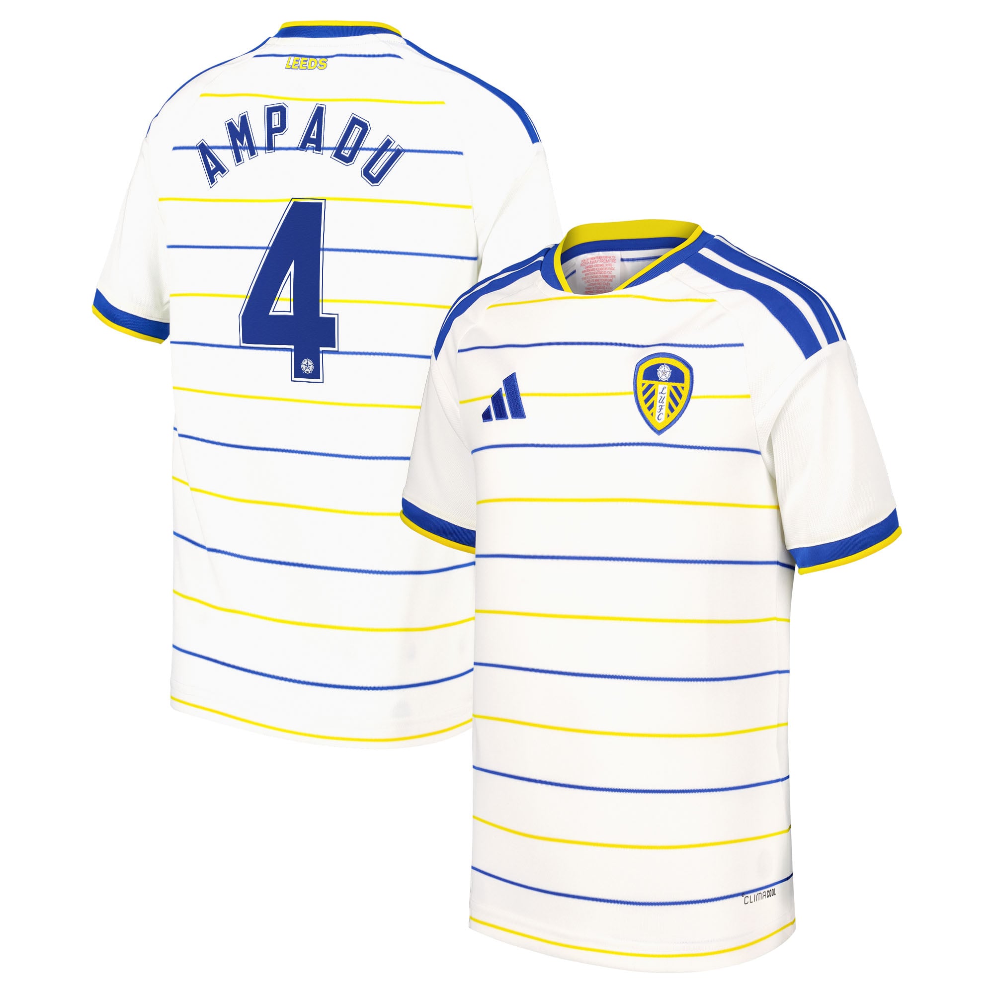 Leeds United adidas Home Shirt 2026-27 - Kids with Ampadu 4 Cup printing, , rebel_hi-res