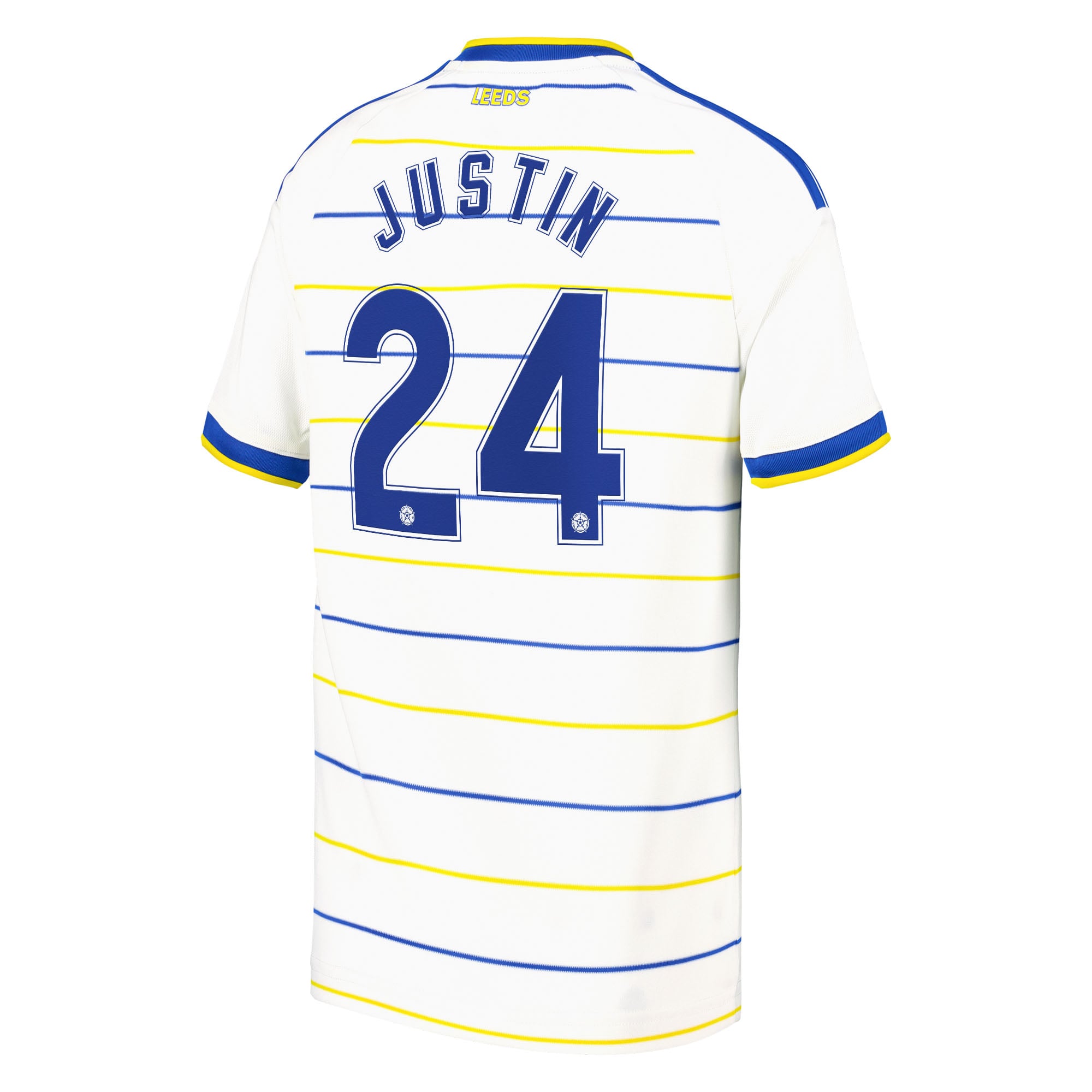 Leeds United adidas Home Shirt 2026-27 - Kids with Justin 24 Cup printing, , rebel_hi-res