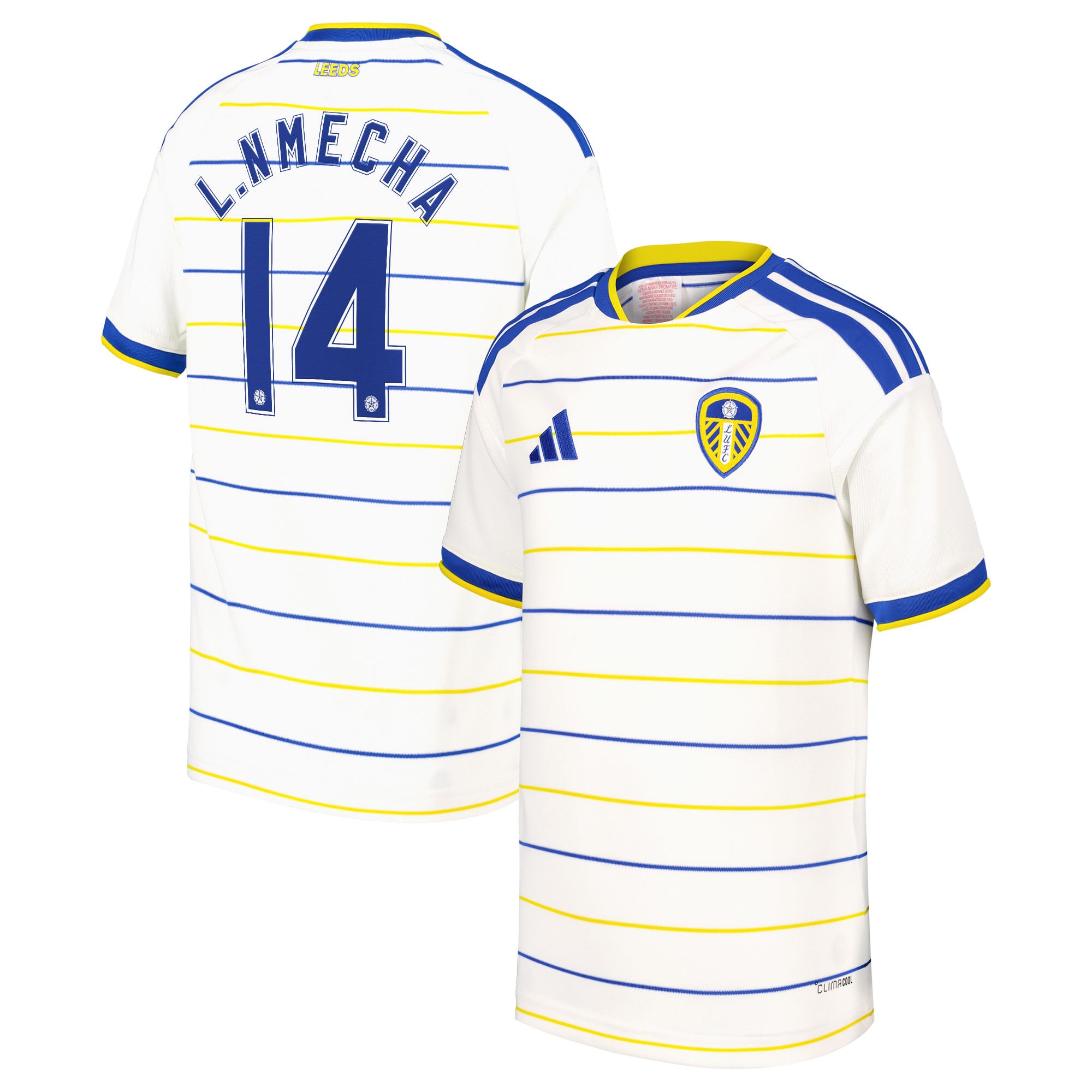 Leeds United adidas Home Shirt 2026-27 - Kids with L. Nmecha 14 Cup printing, , rebel_hi-res