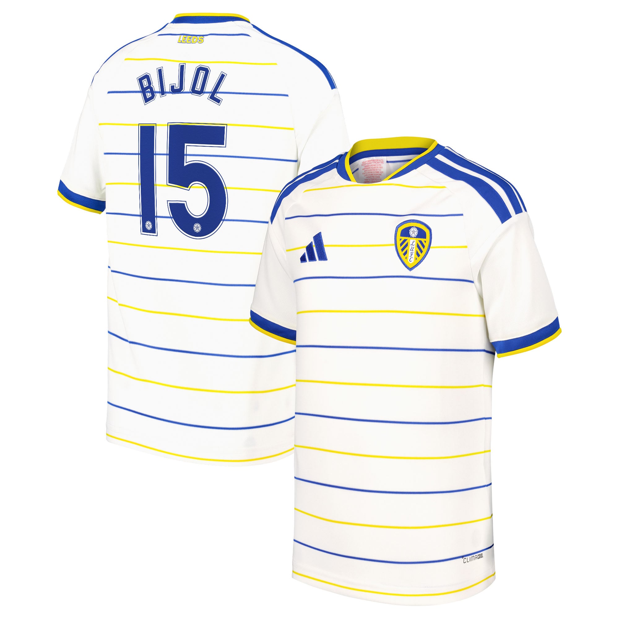 Leeds United adidas Home Shirt 2026-27 - Kids with Bijol 15 Cup printing, , rebel_hi-res