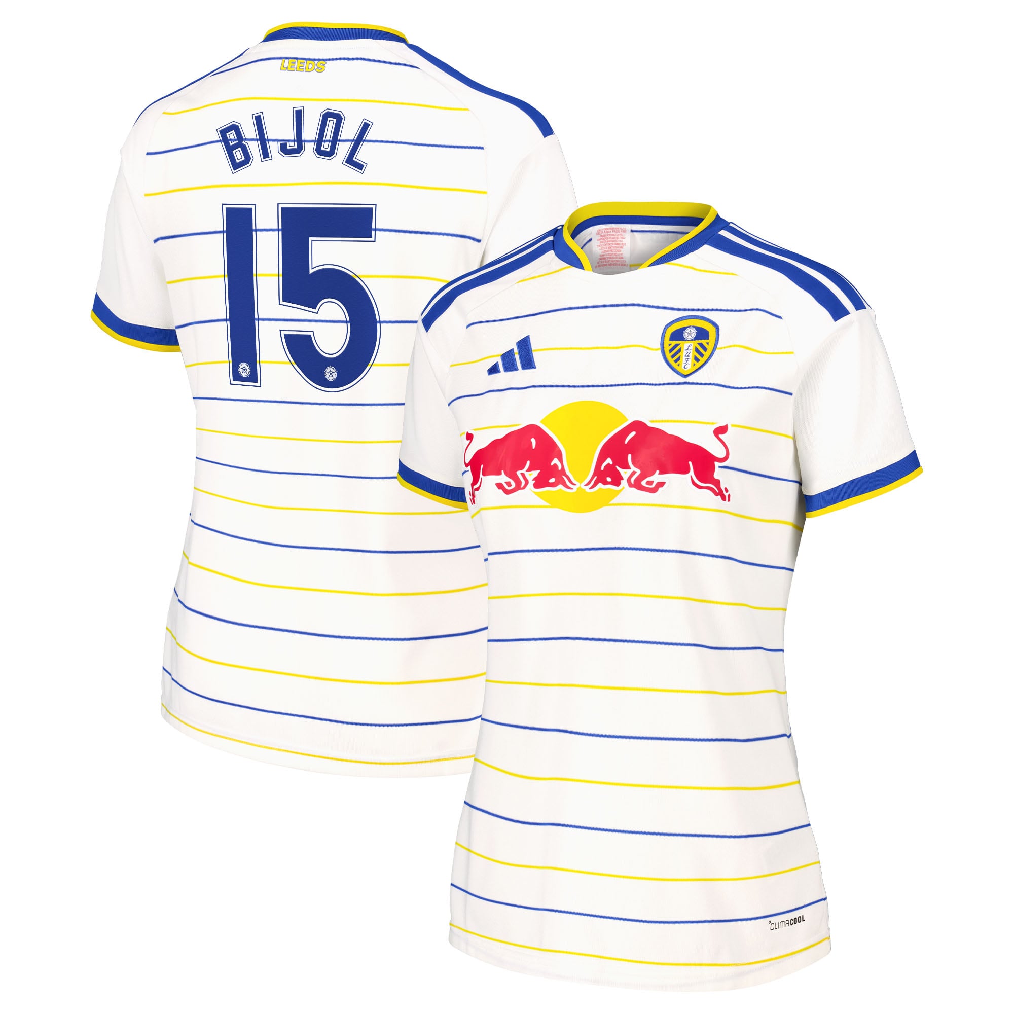 Leeds United adidas Home Shirt 2026-27 - Womens with Bijol 15 Cup printing, , rebel_hi-res