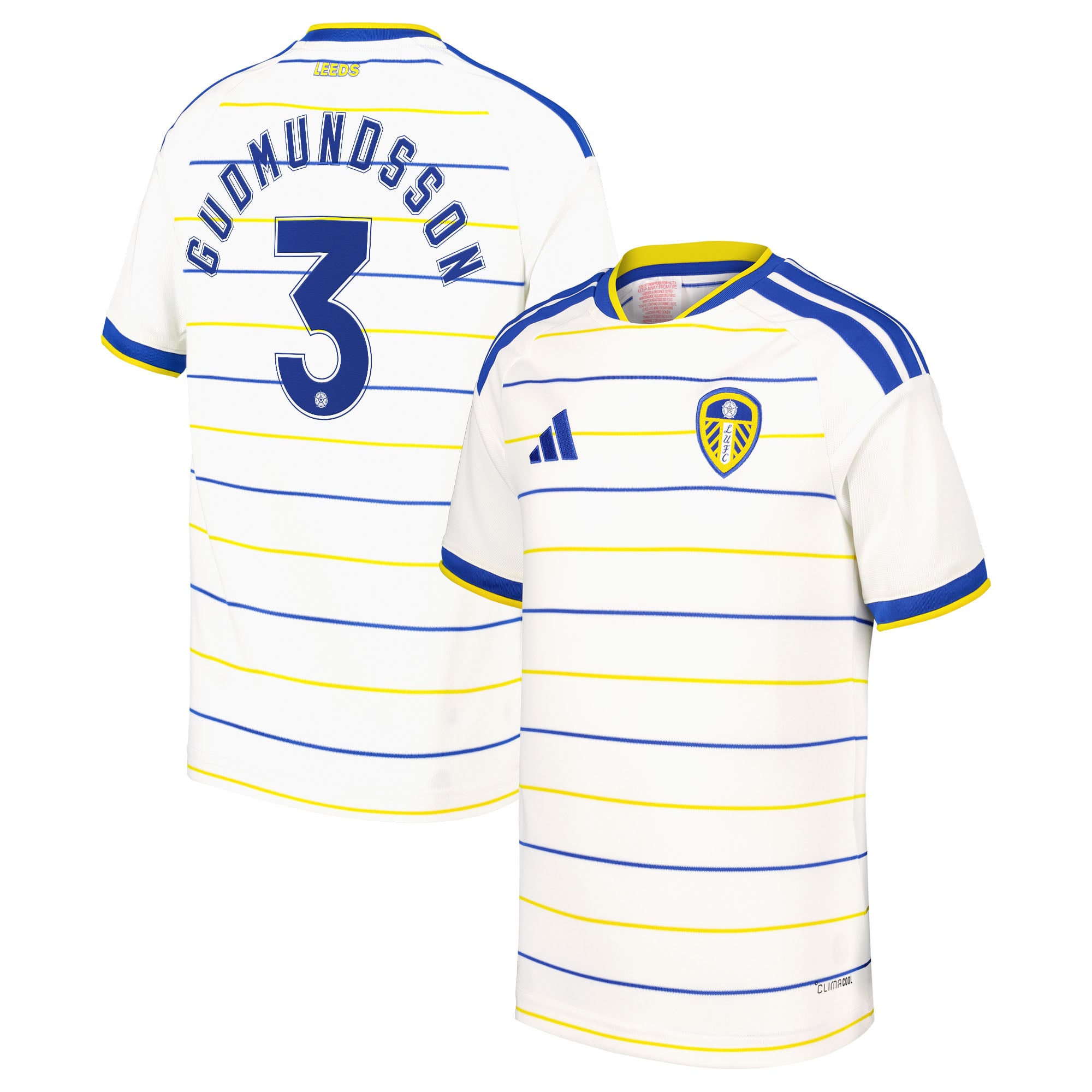 Leeds United adidas Home Shirt 2026-27 - Kids with Gudmundsson 3 Cup printing, , rebel_hi-res