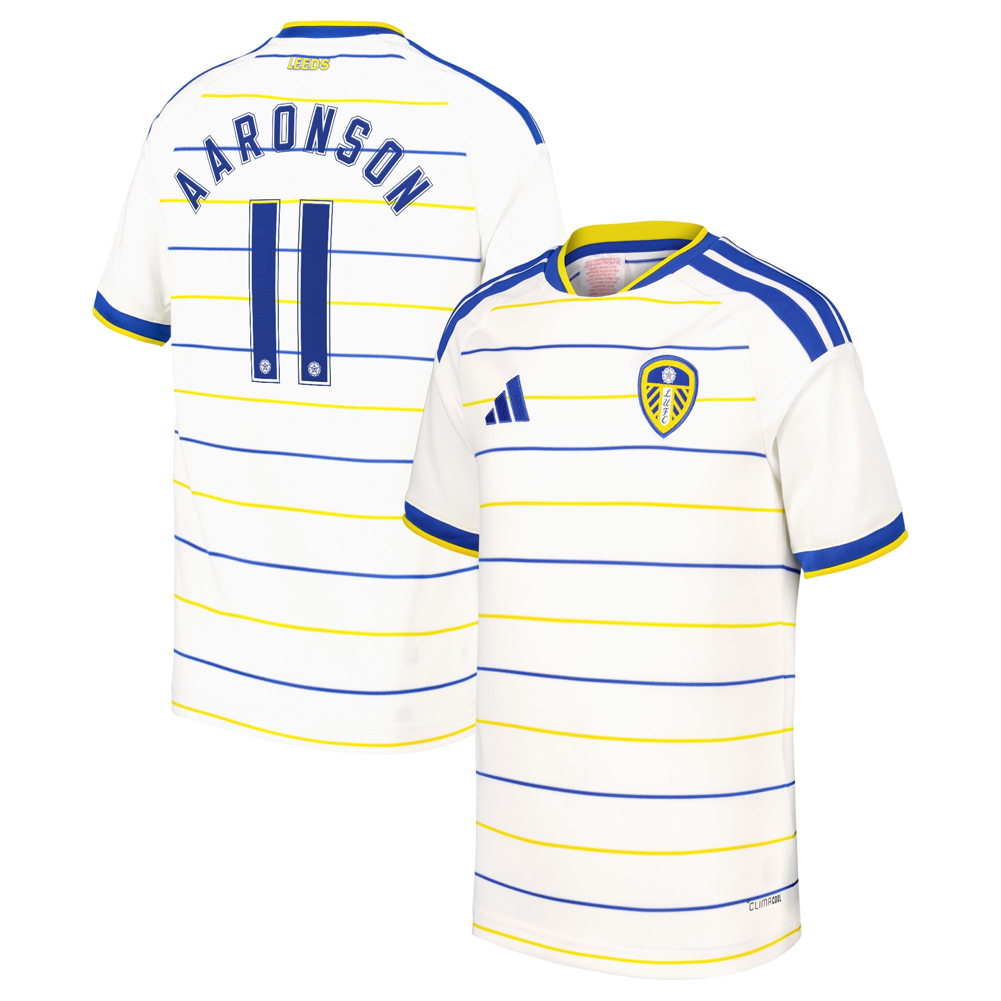Leeds United adidas Home Shirt 2026-27 - Kids with Aaronson 11 Cup printing, , rebel_hi-res