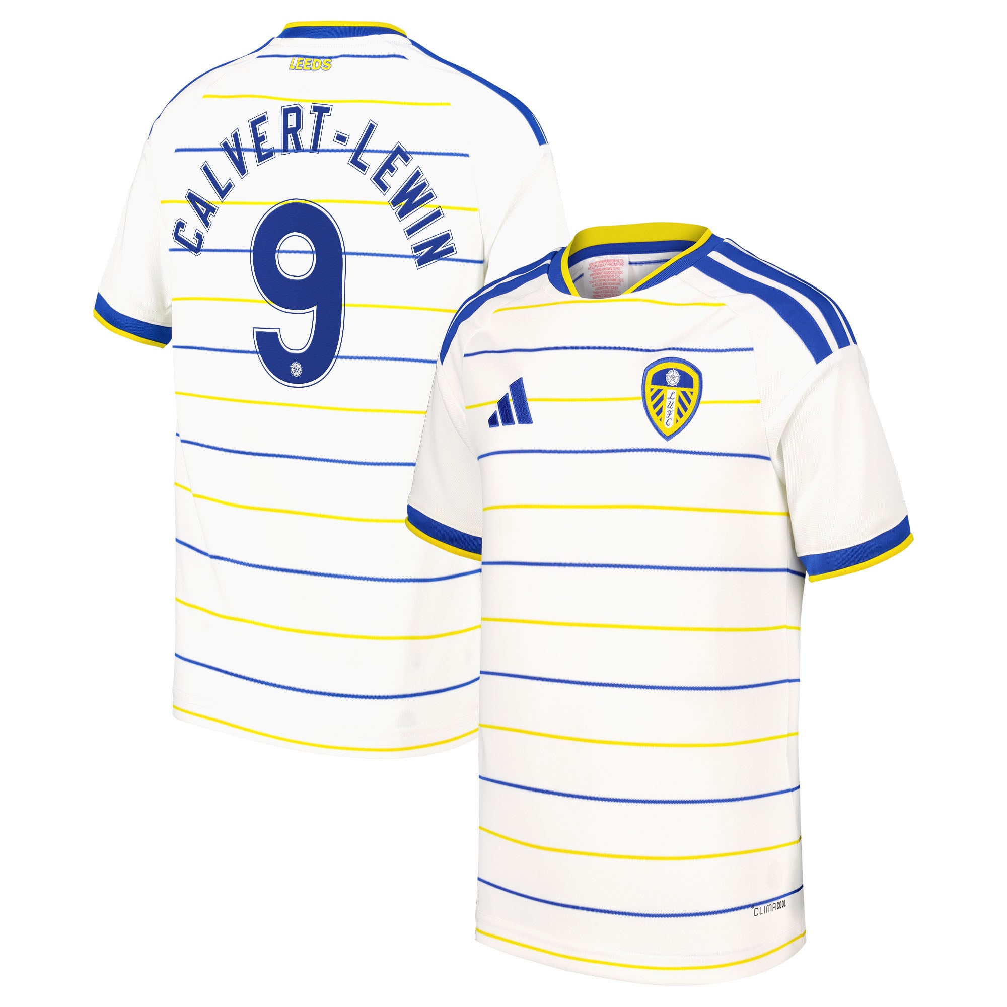 Leeds United adidas Home Shirt 2026-27 - Kids with Calvert-Lewin 9 Cup printing, , rebel_hi-res