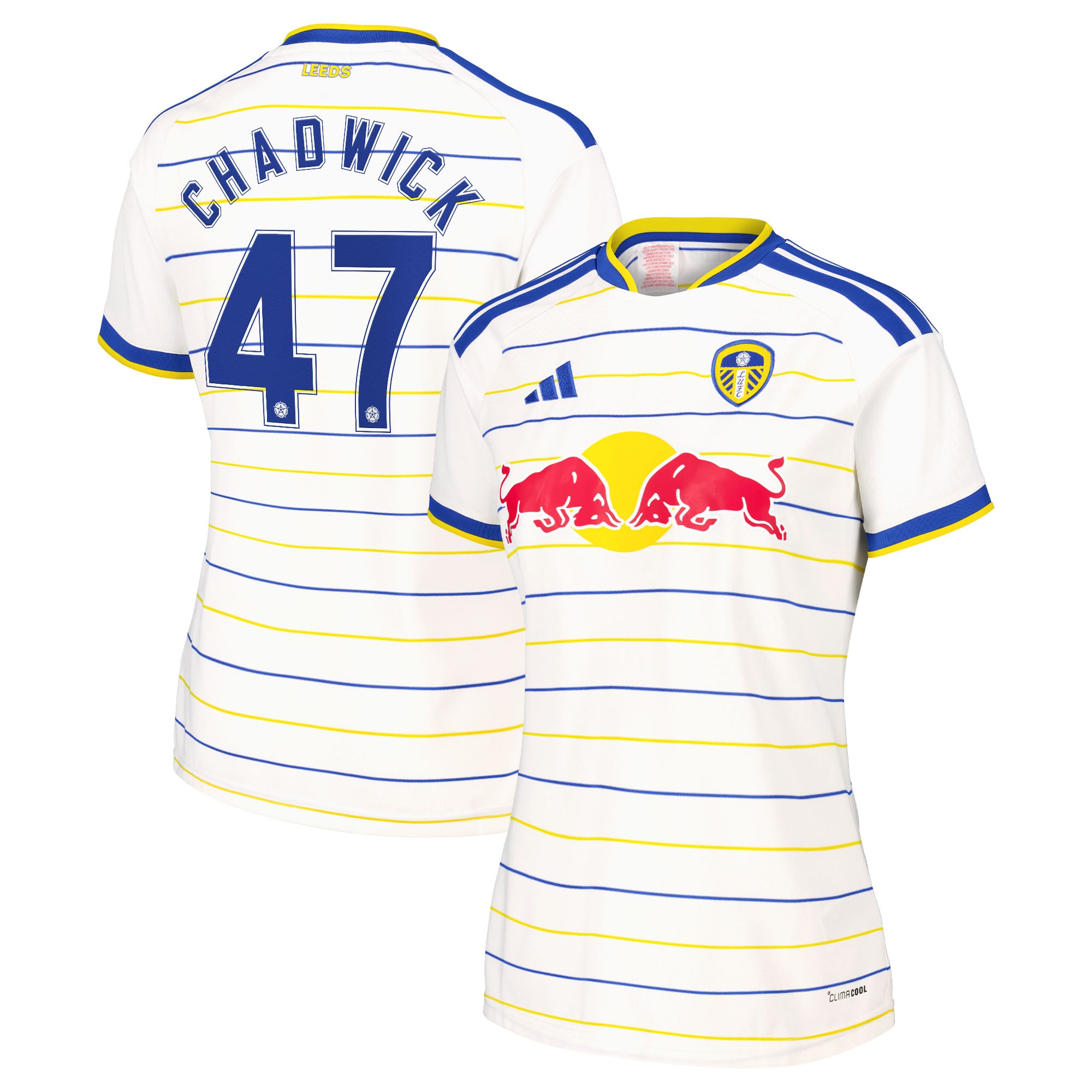 Leeds United adidas Home Shirt 2026-27 - Womens with Chadwick 47 Cup printing, , rebel_hi-res