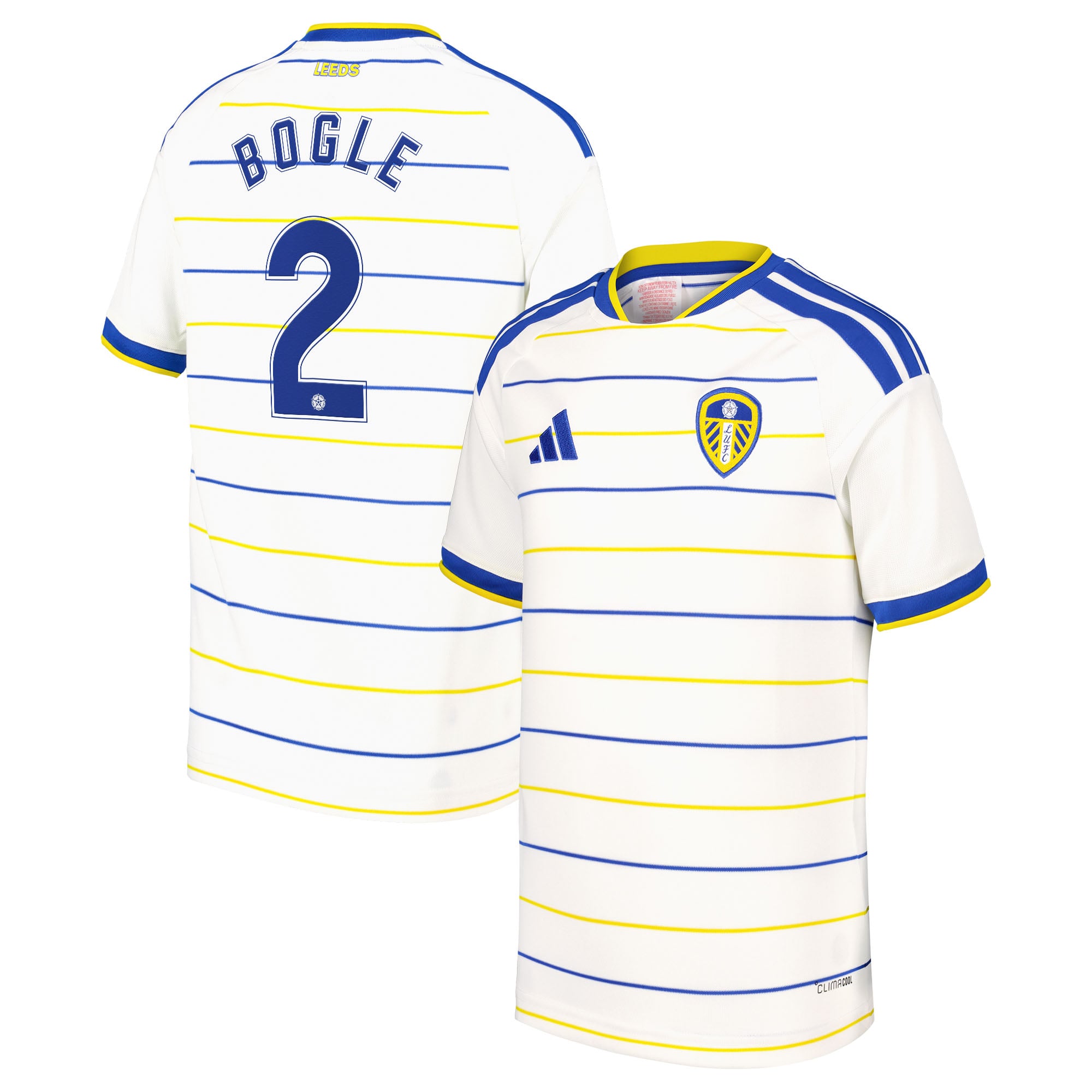 Leeds United adidas Home Shirt 2026-27 - Kids with Bogle 2 Cup printing, , rebel_hi-res