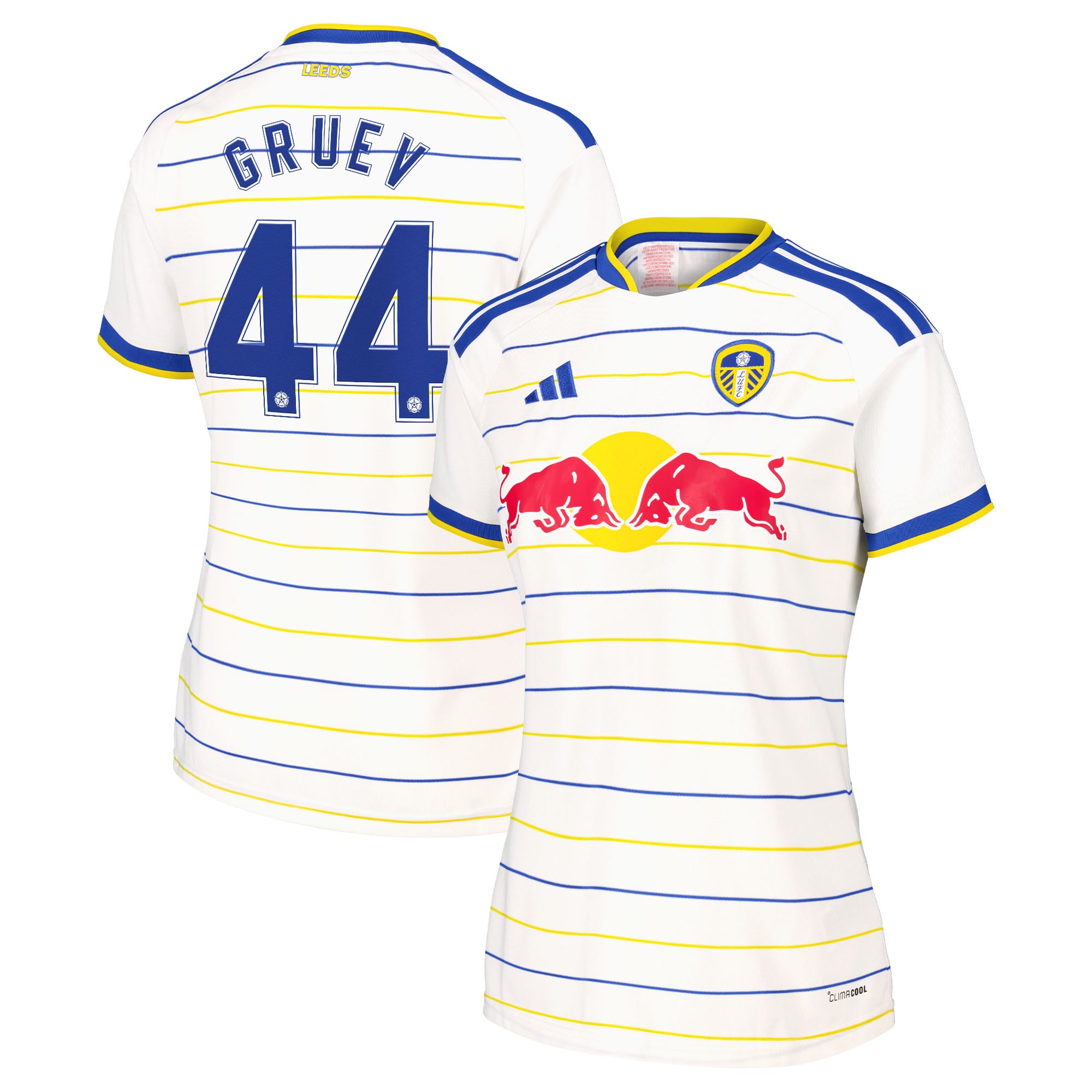 Leeds United adidas Home Shirt 2026-27 - Womens with Gruev 44 Cup printing, , rebel_hi-res