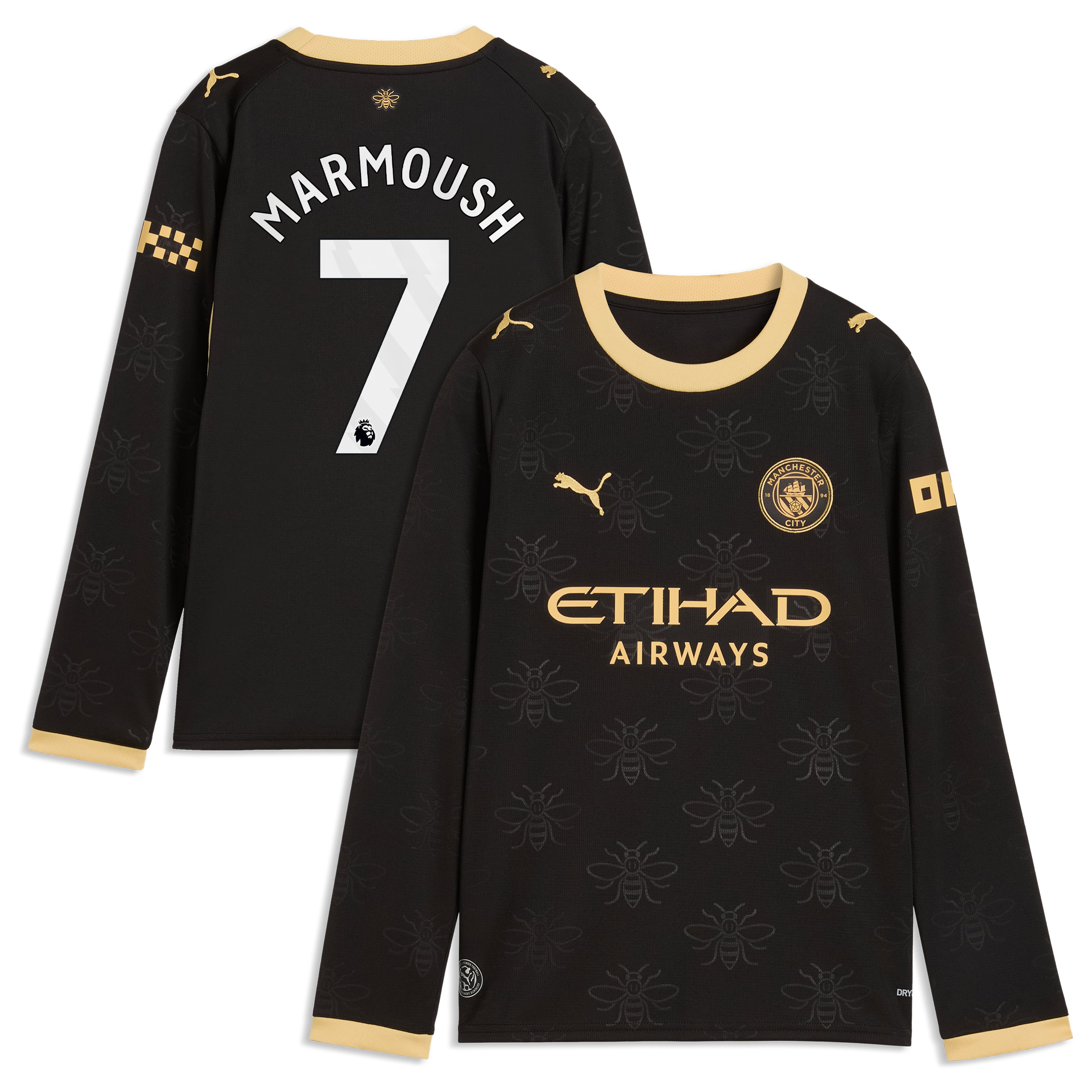 Manchester City Puma Away Shirt 2026-27 - Long Sleeve - Kids with Marmoush 7 printing, , rebel_hi-res