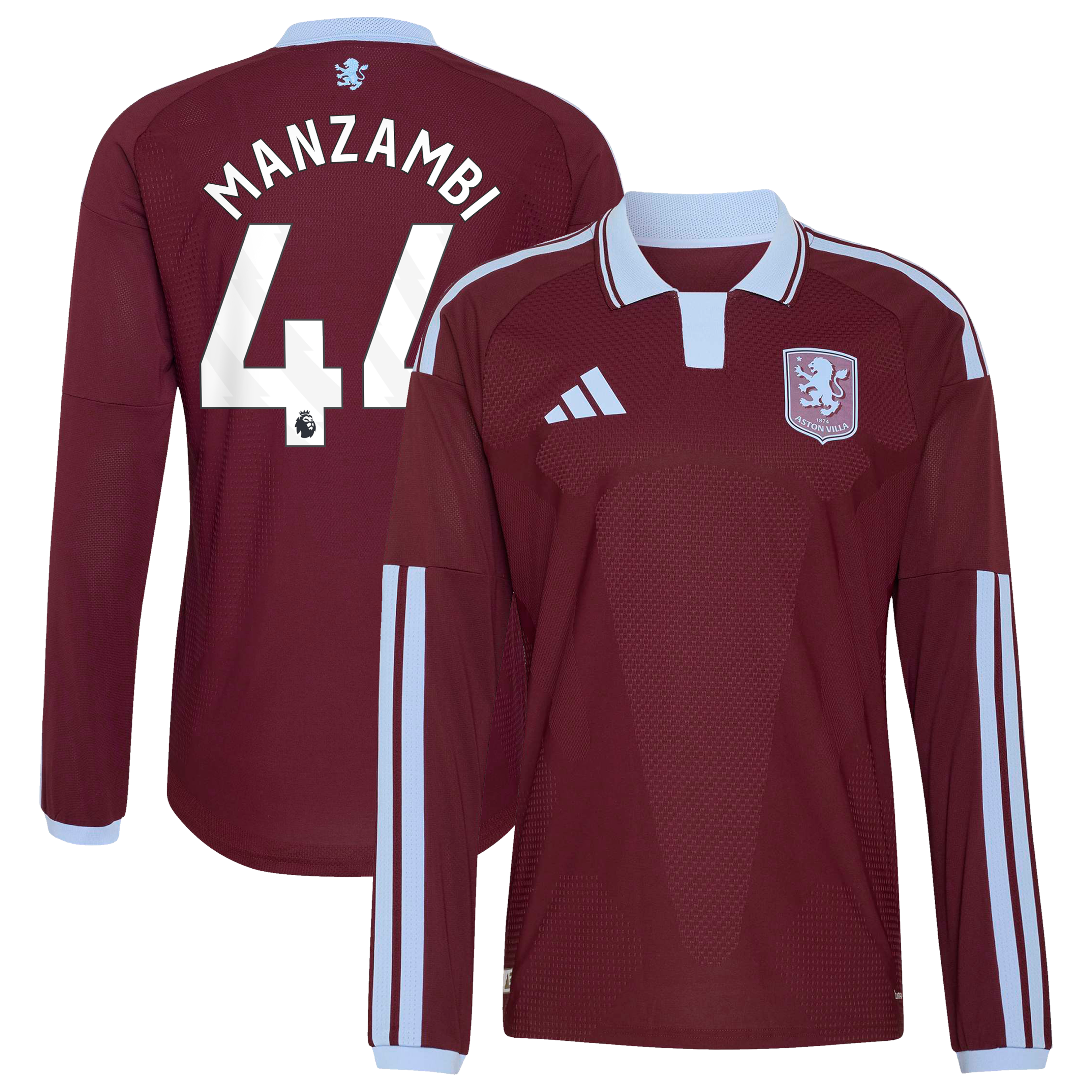 Aston Villa adidas Home Authentic Shirt 2026-27 - Long Sleeve with Manzambi 44 printing, , rebel_hi-res