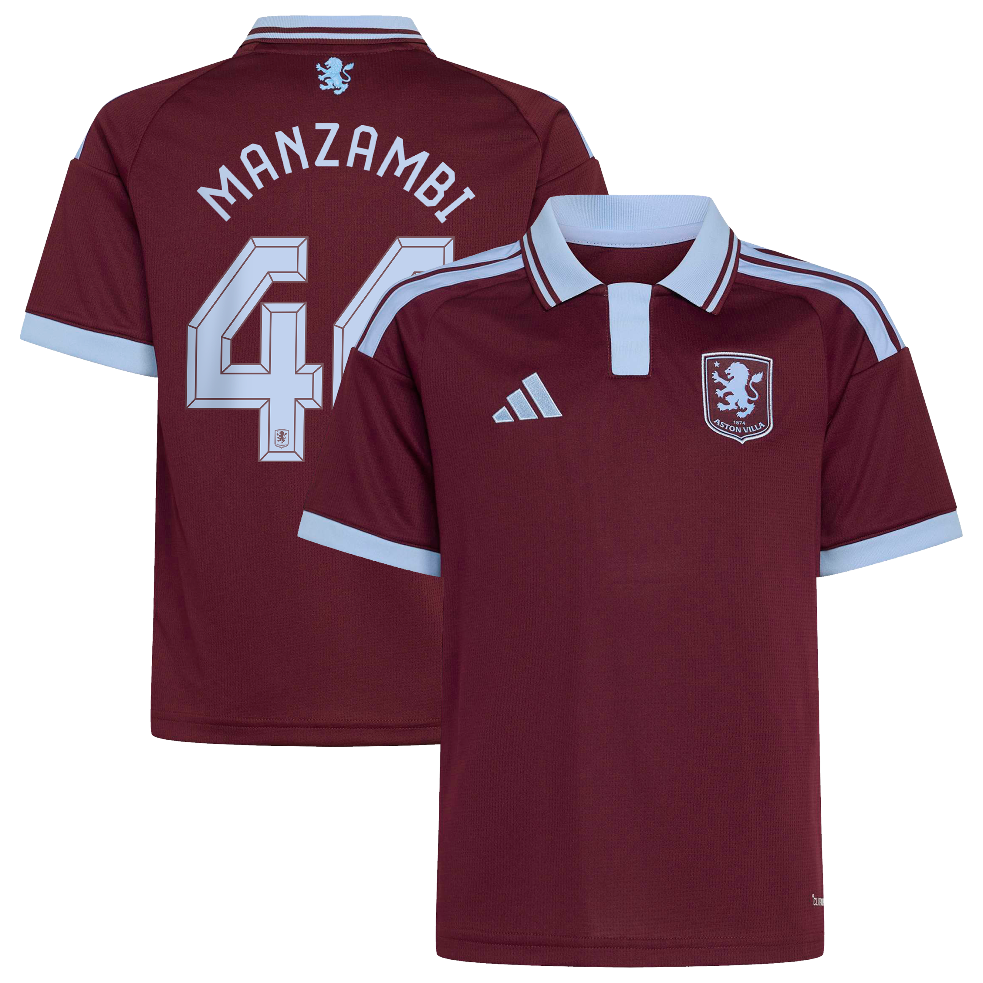 Aston Villa adidas Home Shirt 2026-27 - Kids with Manzambi 44 Cup printing, , rebel_hi-res