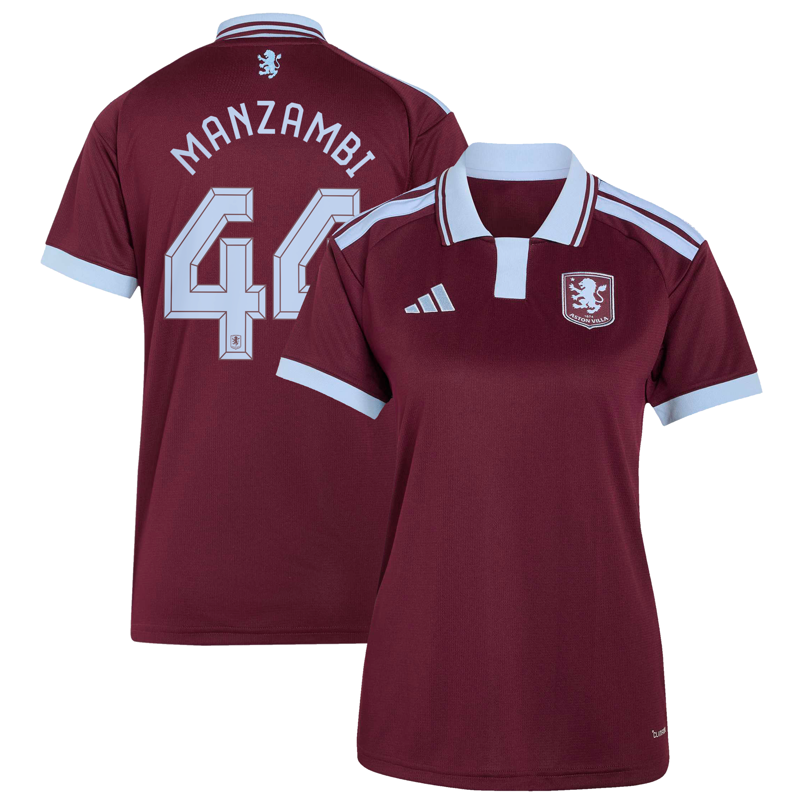 Aston Villa adidas Home Shirt 2026-27 - Womens with Manzambi 44 Cup printing, , rebel_hi-res