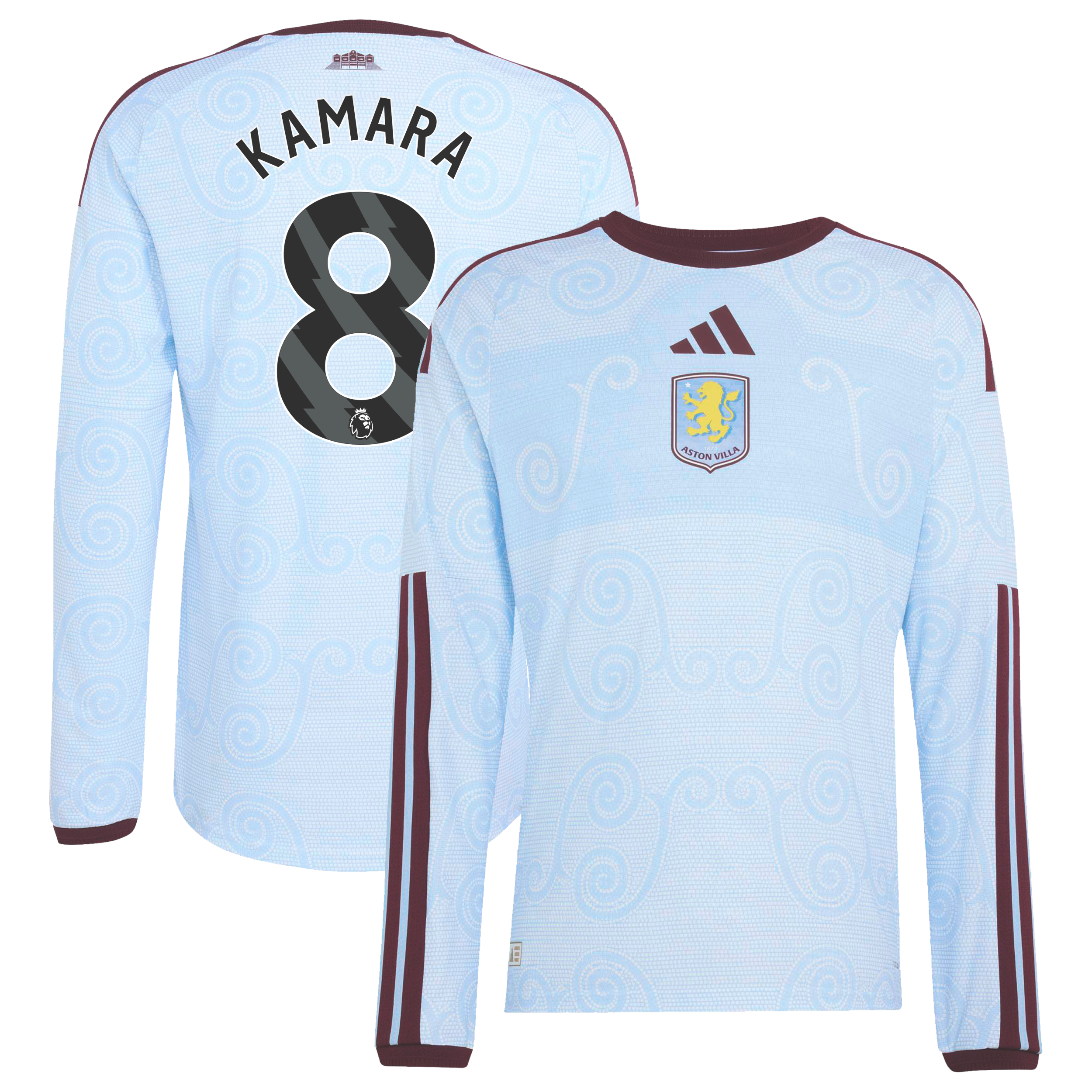 Aston Villa adidas Third Authentic Shirt 2026-27 - Long Sleeve with Kamara 8 printing, , rebel_hi-res