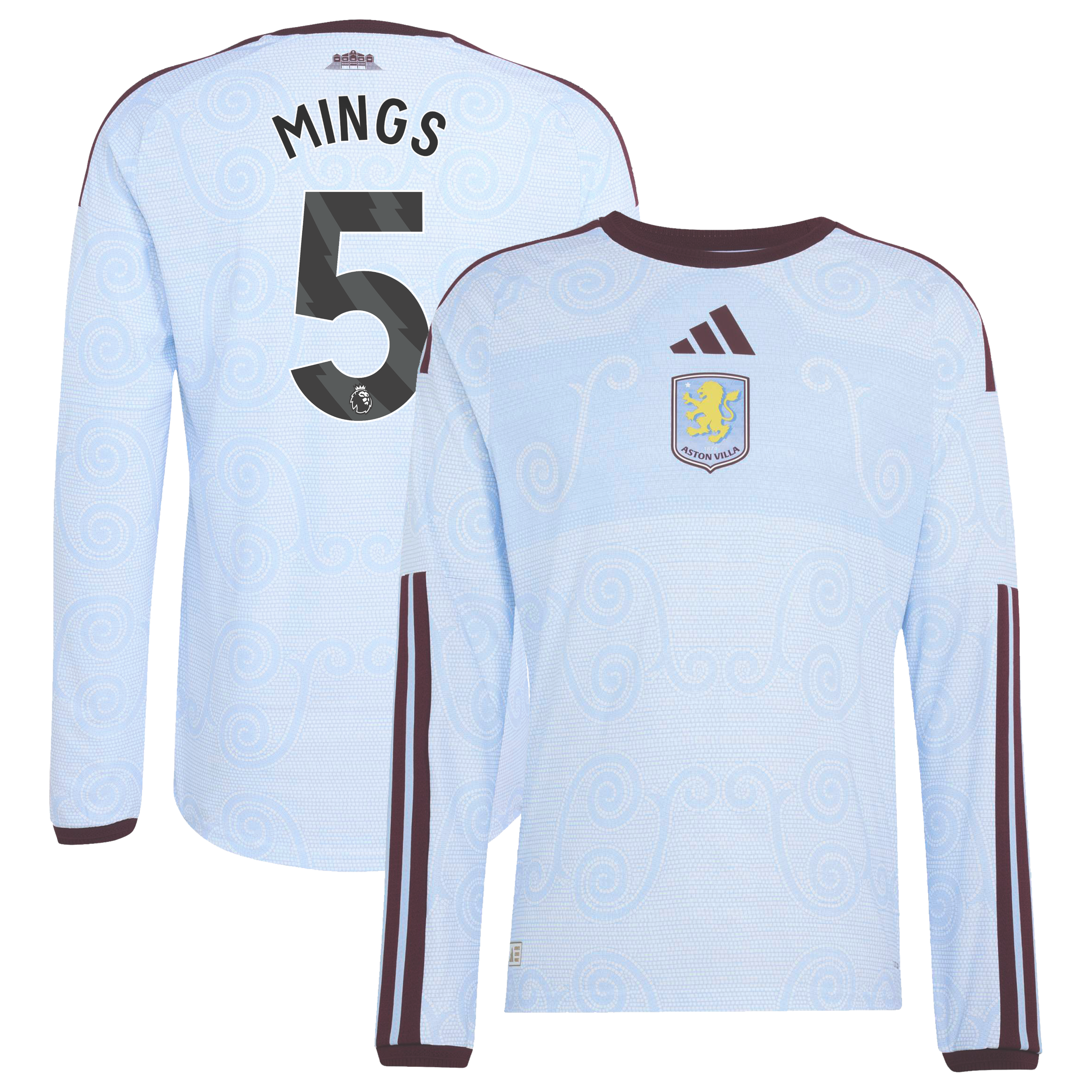Aston Villa adidas Third Authentic Shirt 2026-27 - Long Sleeve with Mings 5 printing, , rebel_hi-res