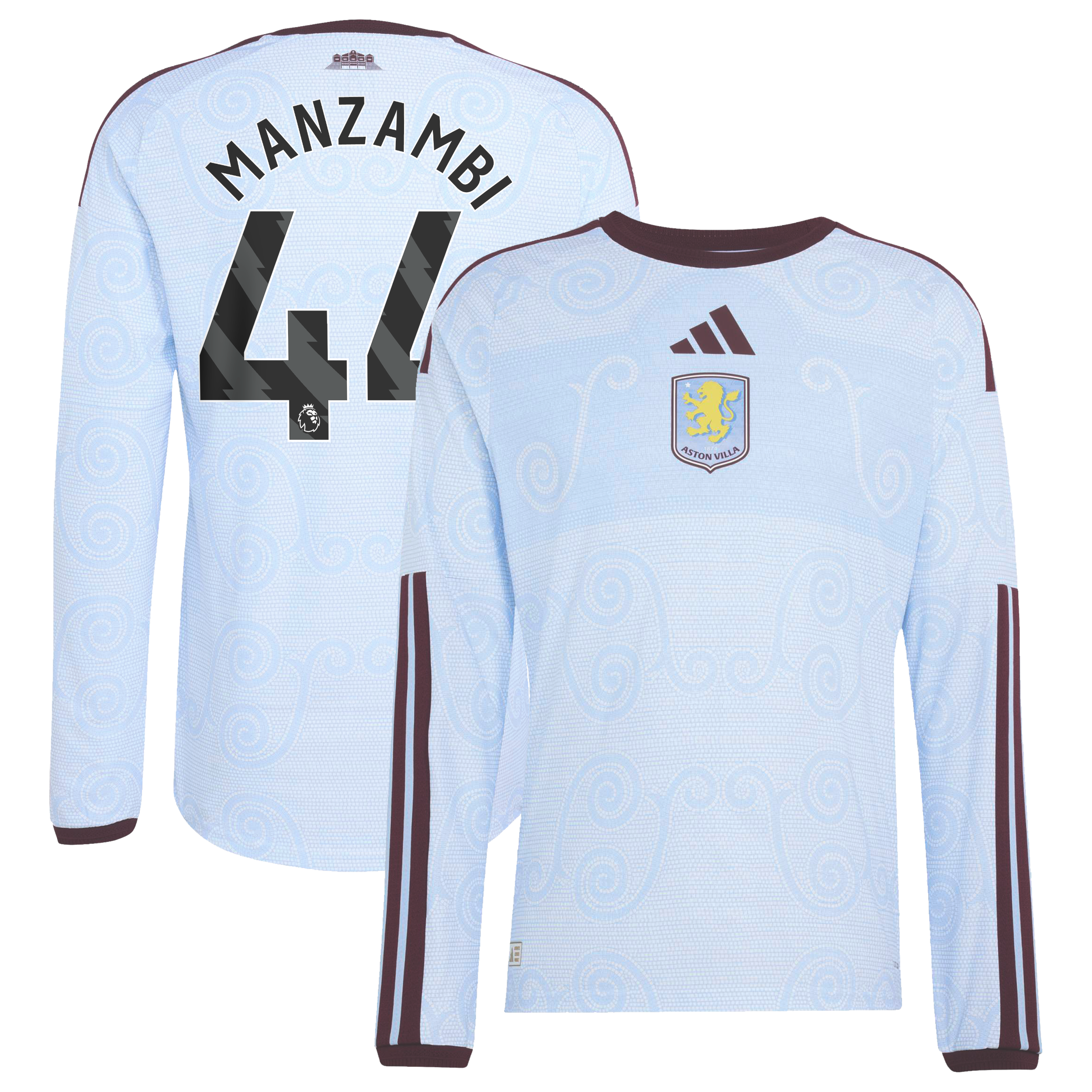 Aston Villa adidas Third Authentic Shirt 2026-27 - Long Sleeve with Manzambi 44 printing, , rebel_hi-res