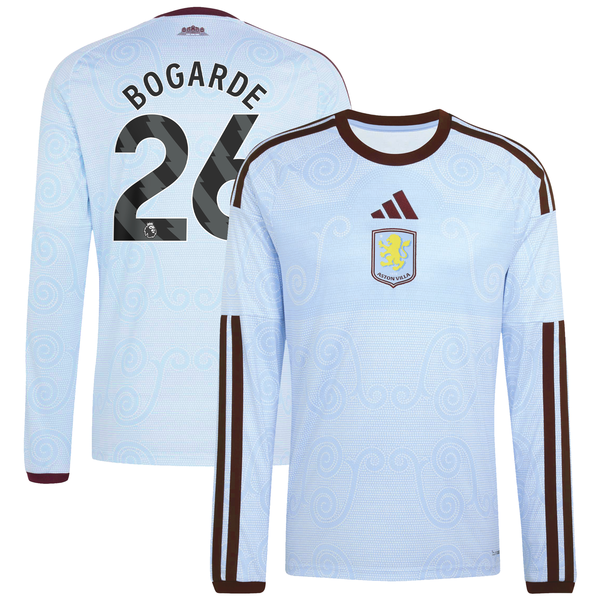Aston Villa adidas Third Shirt 2026-27 - Long Sleeve with Bogarde 26 printing