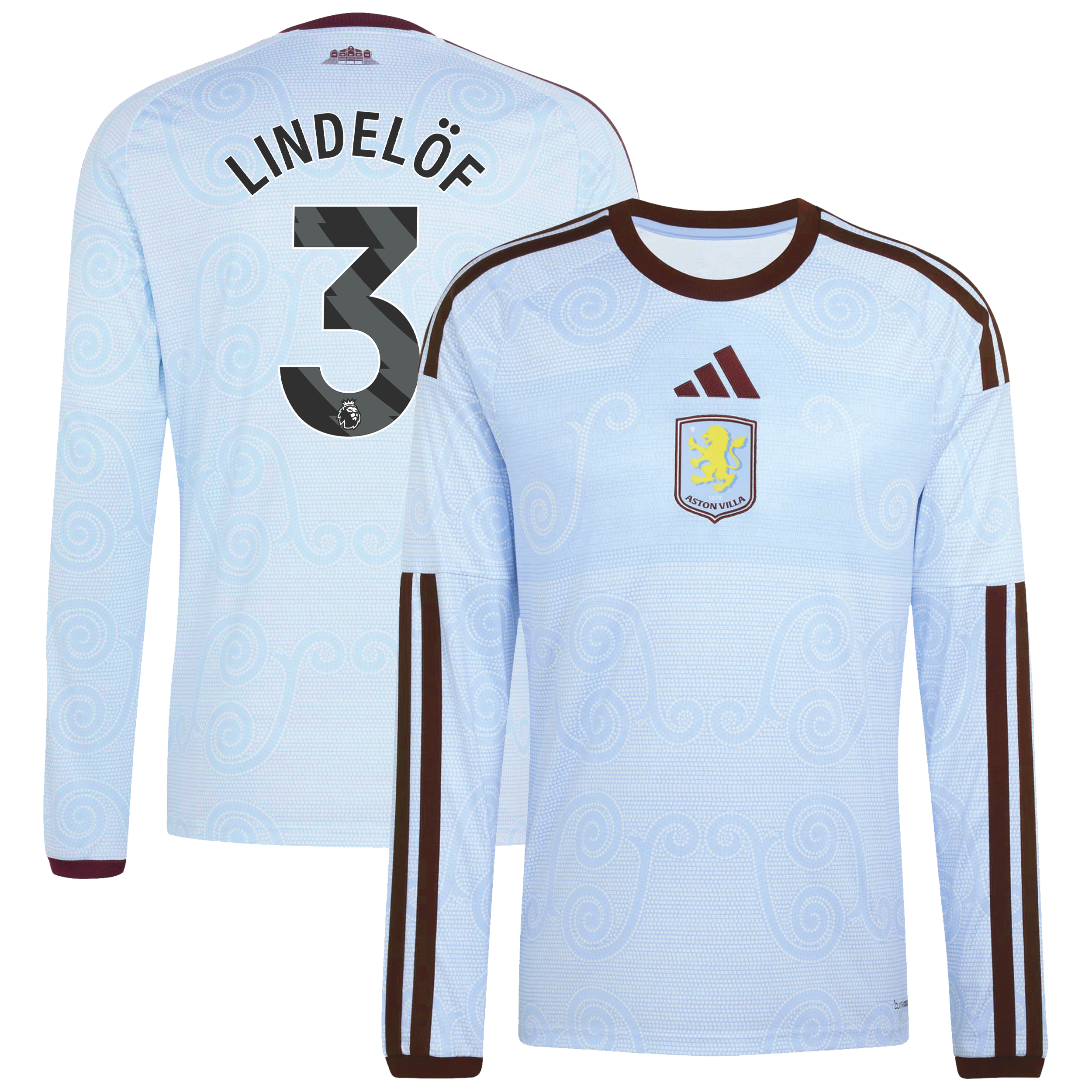 Aston Villa adidas Third Shirt 2026-27 - Long Sleeve with Lindel&ouml;f 3 printing, , rebel_hi-res