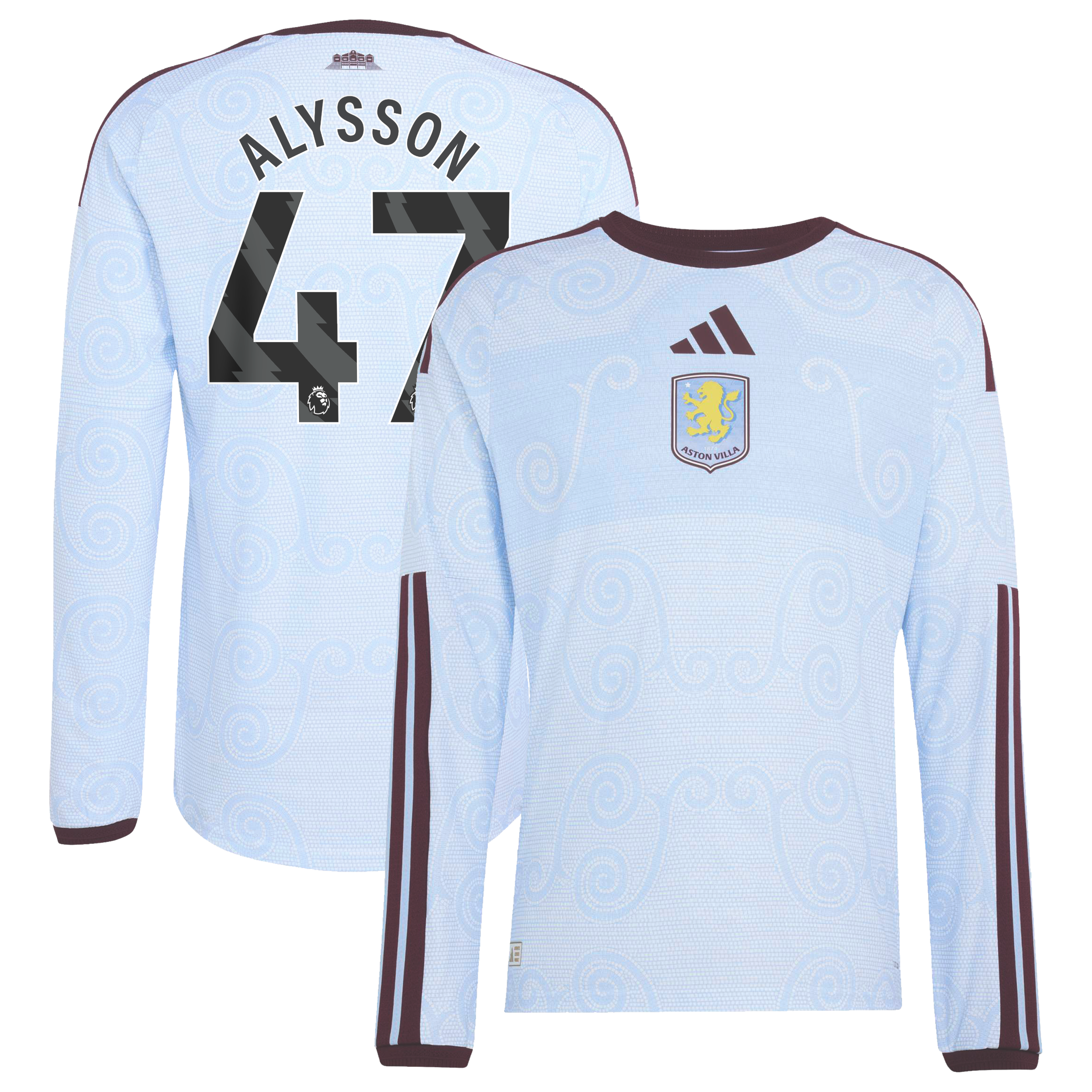 Aston Villa adidas Third Authentic Shirt 2026-27 - Long Sleeve with Alysson 47 printing, , rebel_hi-res