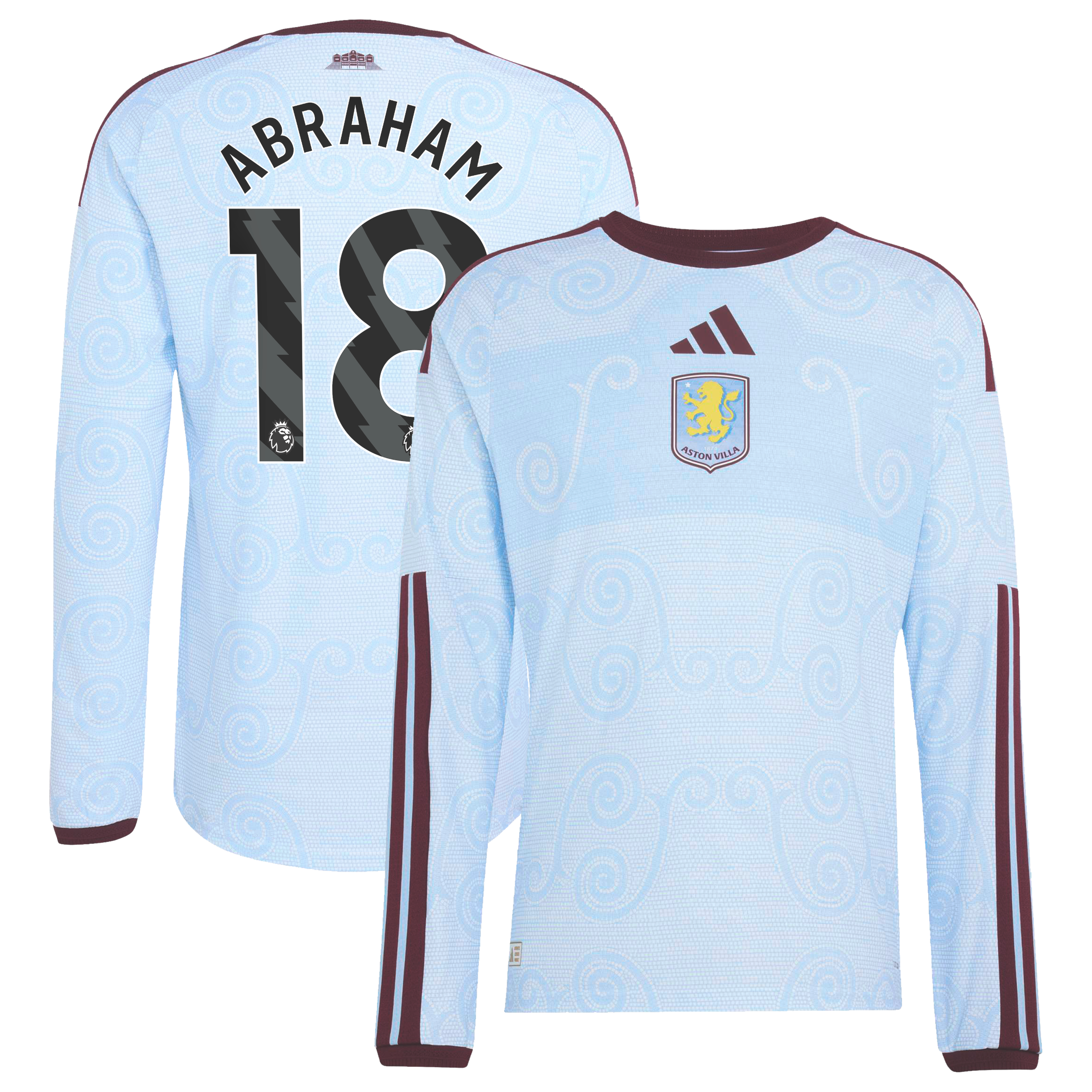 Aston Villa adidas Third Authentic Shirt 2026-27 - Long Sleeve with Abraham 18 printing, , rebel_hi-res