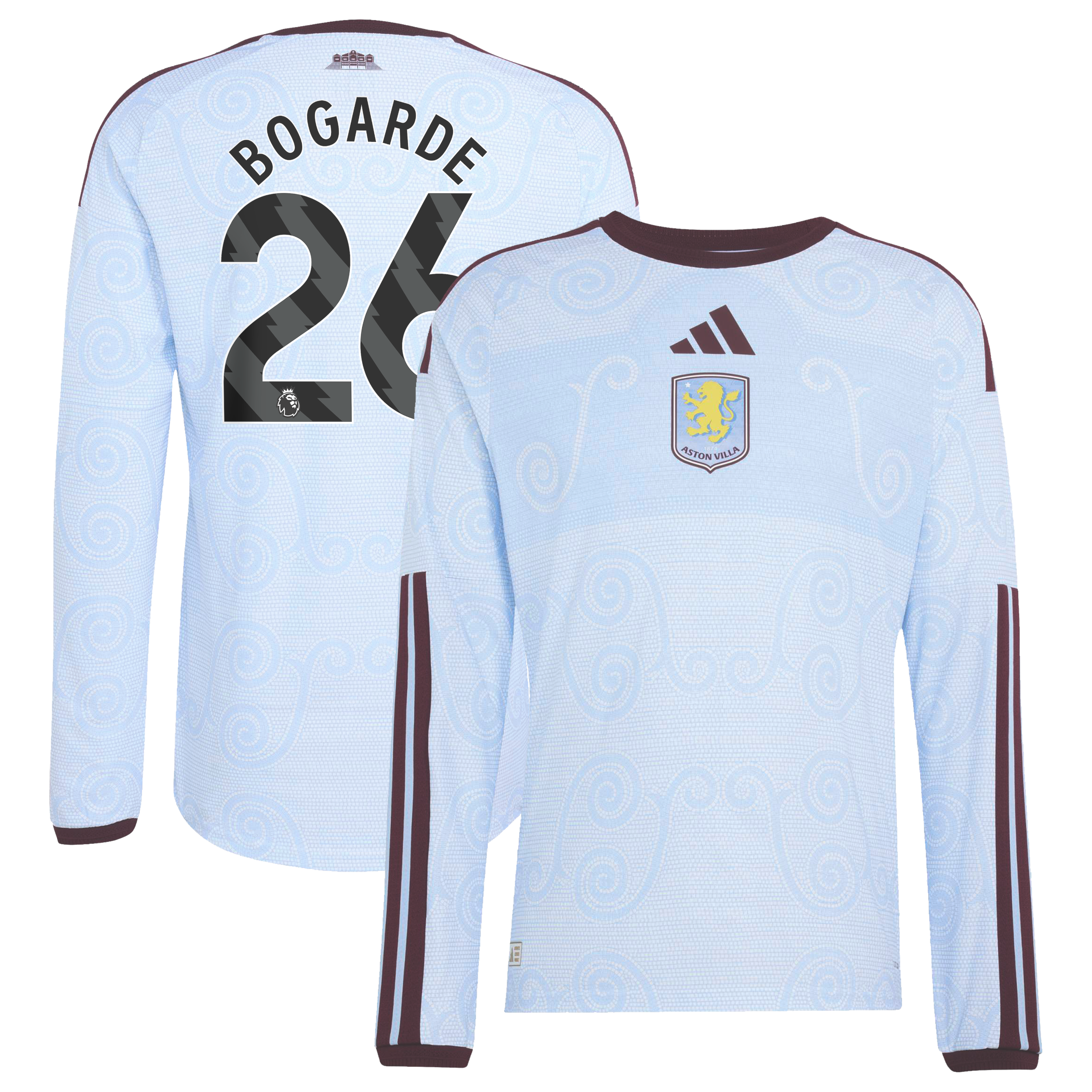 Aston Villa adidas Third Authentic Shirt 2026-27 - Long Sleeve with Bogarde 26 printing, , rebel_hi-res