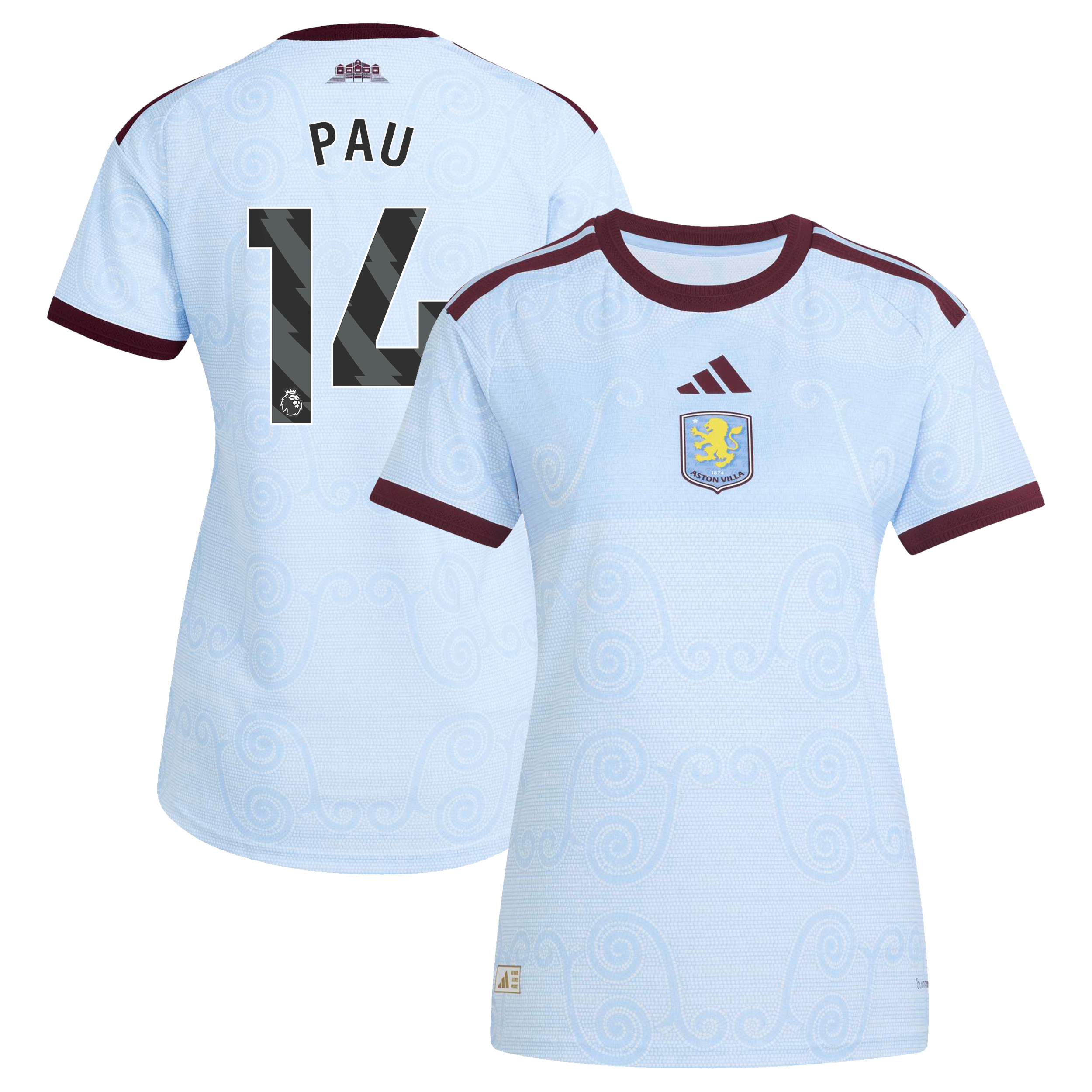 Aston Villa adidas Third Authentic Shirt 2026-27 - Womens with Pau 14 printing, , rebel_hi-res