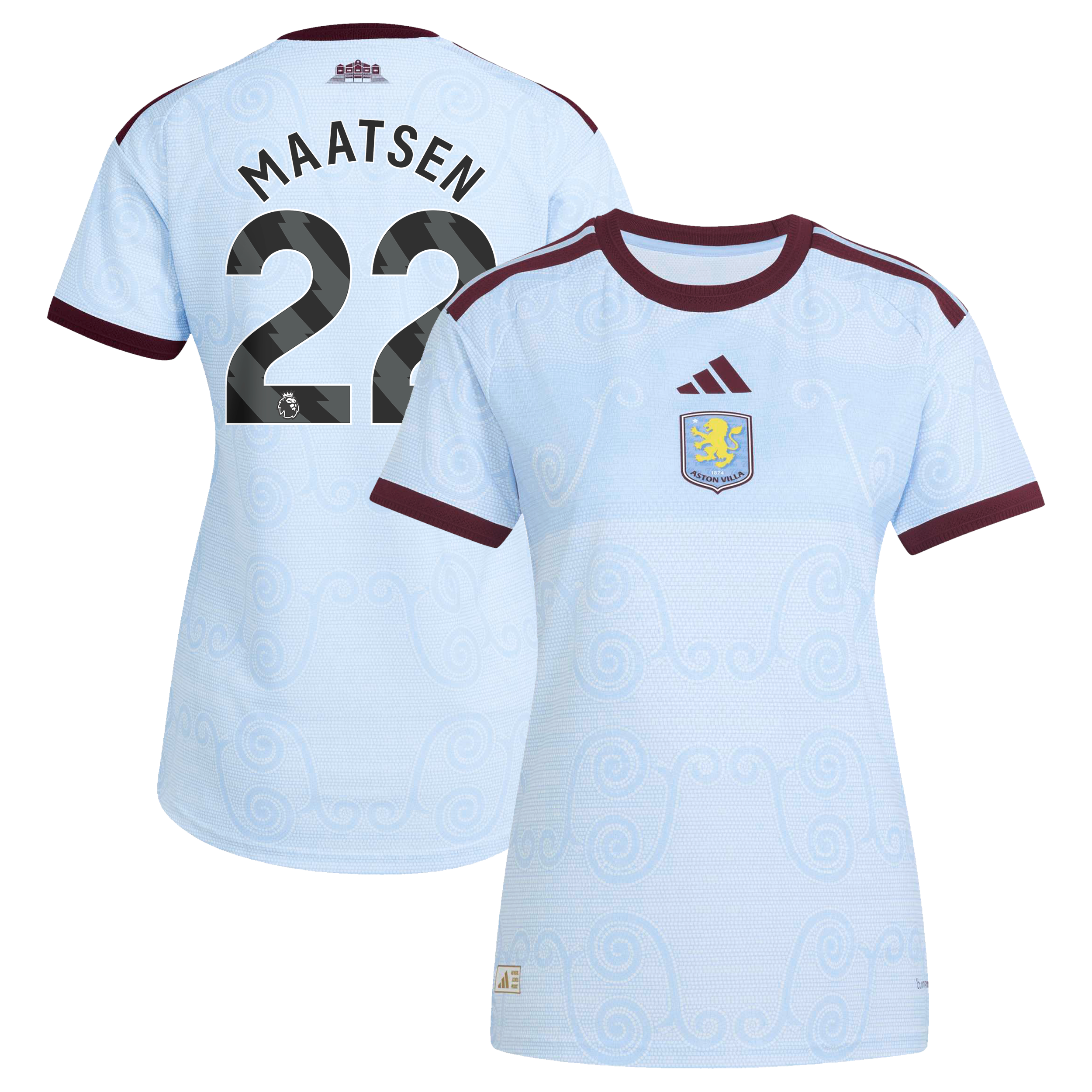 Aston Villa adidas Third Authentic Shirt 2026-27 - Womens with Maatsen 22 printing, , rebel_hi-res