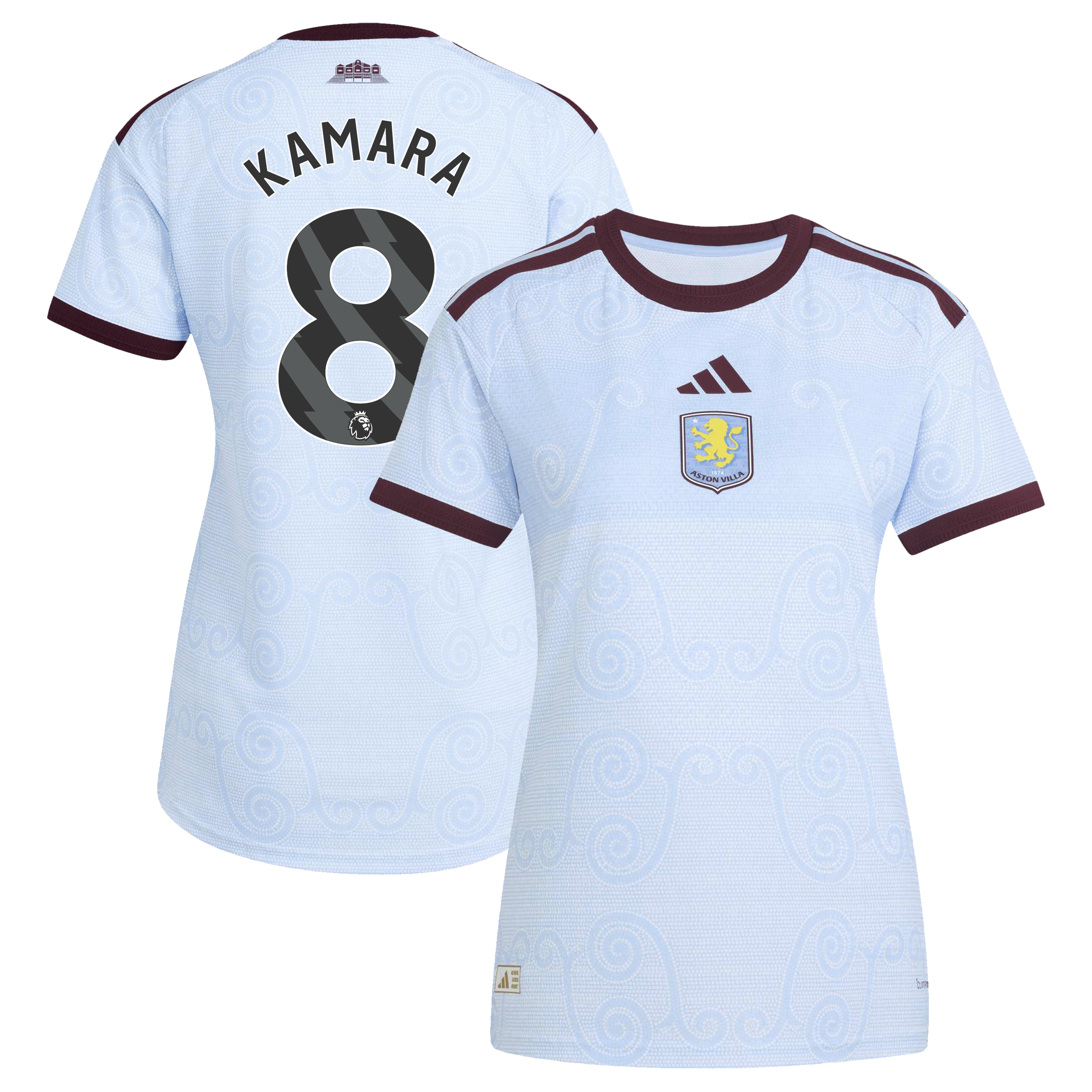 Aston Villa adidas Third Authentic Shirt 2026-27 - Womens with Kamara 8 printing, , rebel_hi-res
