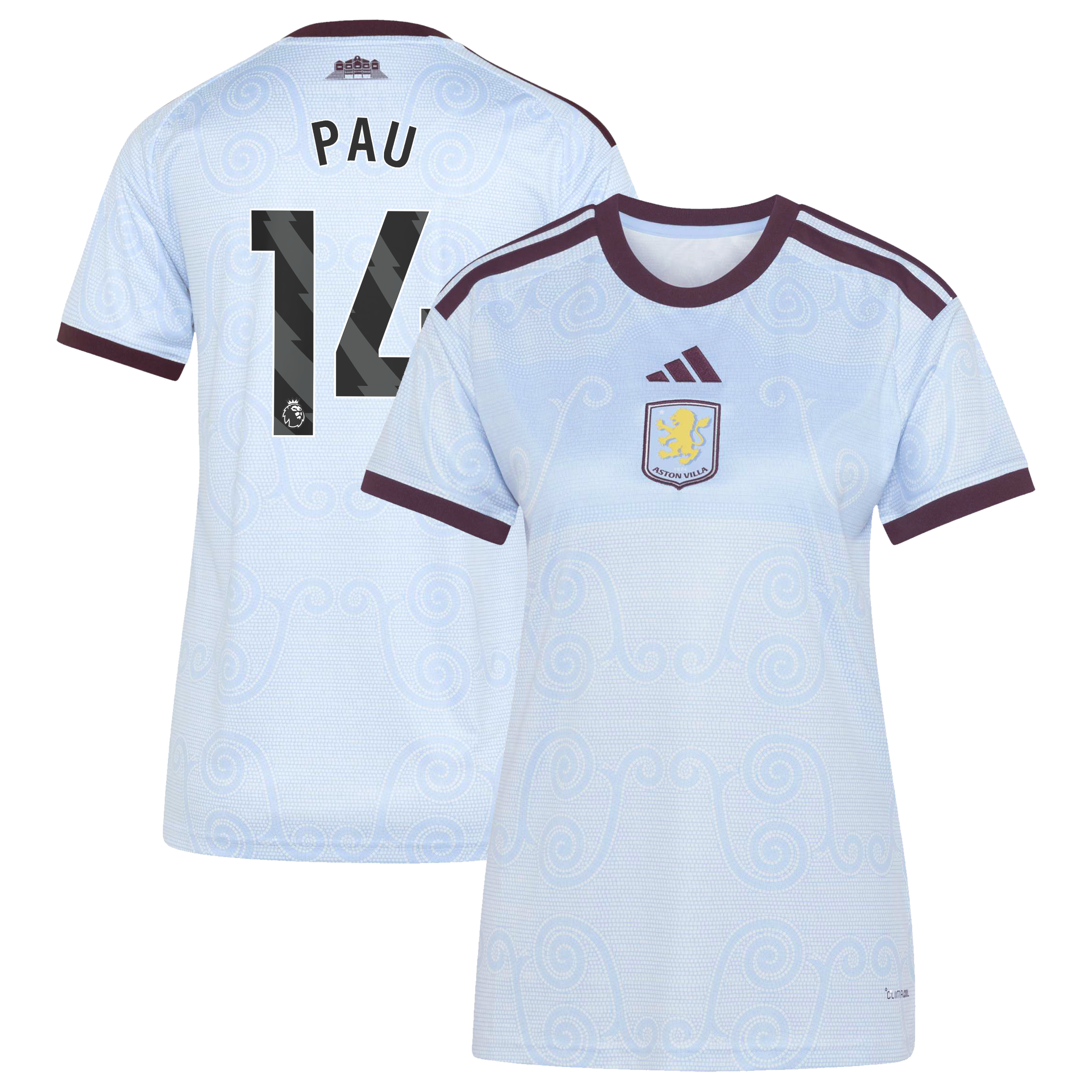 Aston Villa adidas Third Shirt 2026-27 - Womens with Pau 14 printing, , rebel_hi-res