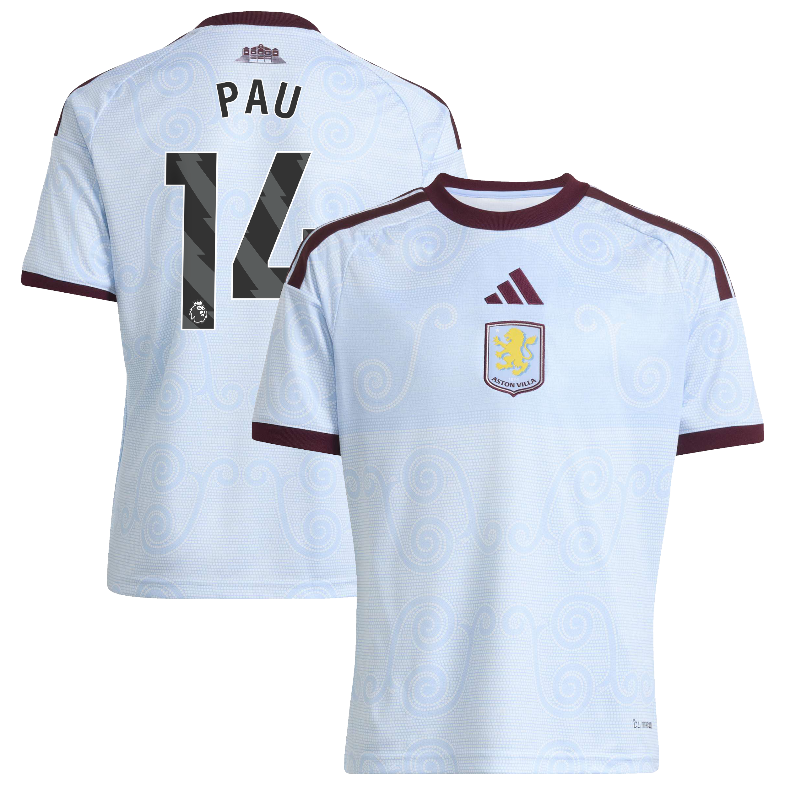 Aston Villa adidas Third Shirt 2026-27 - Kids with Pau 14 printing, , rebel_hi-res