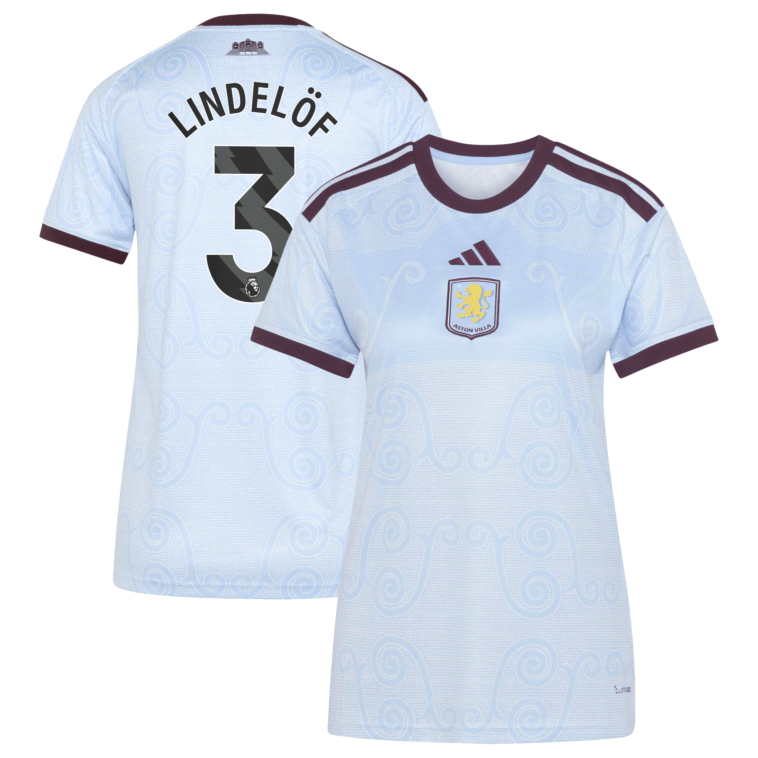 Aston Villa adidas Third Shirt 2026-27 - Womens with Lindel&ouml;f 3 printing, , rebel_hi-res