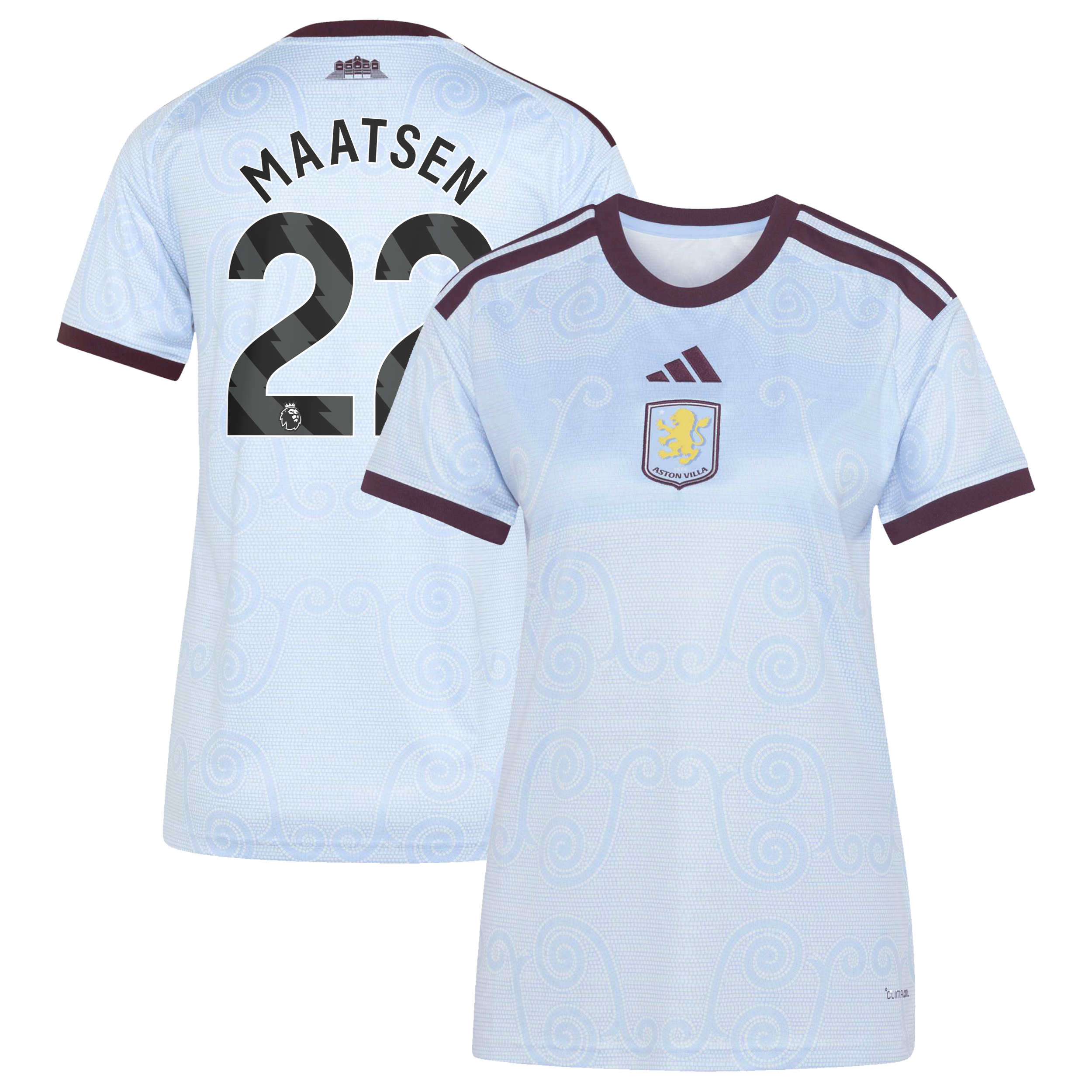 Aston Villa adidas Third Shirt 2026-27 - Womens with Maatsen 22 printing, , rebel_hi-res