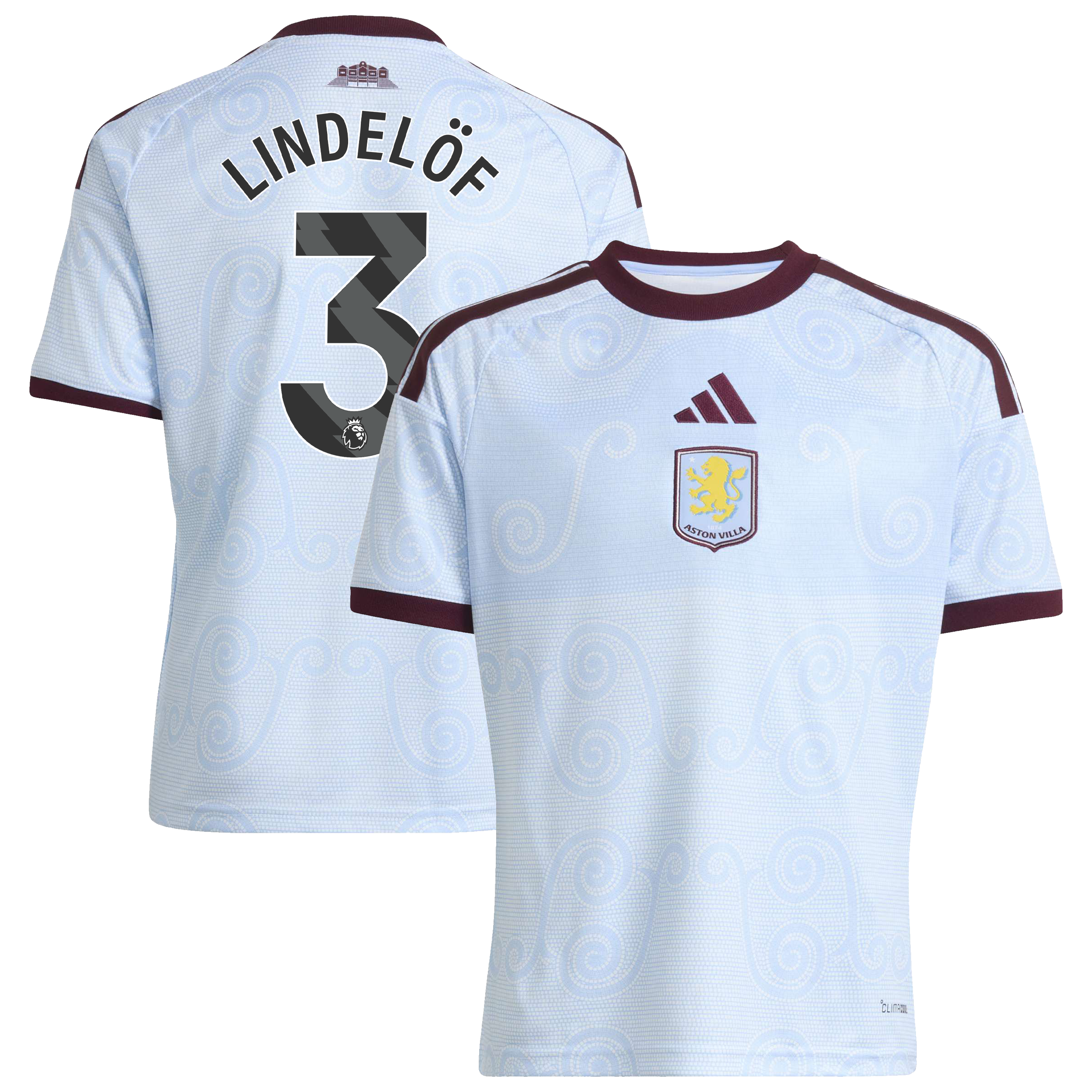 Aston Villa adidas Third Shirt 2026-27 - Kids with Lindel&ouml;f 3 printing, , rebel_hi-res