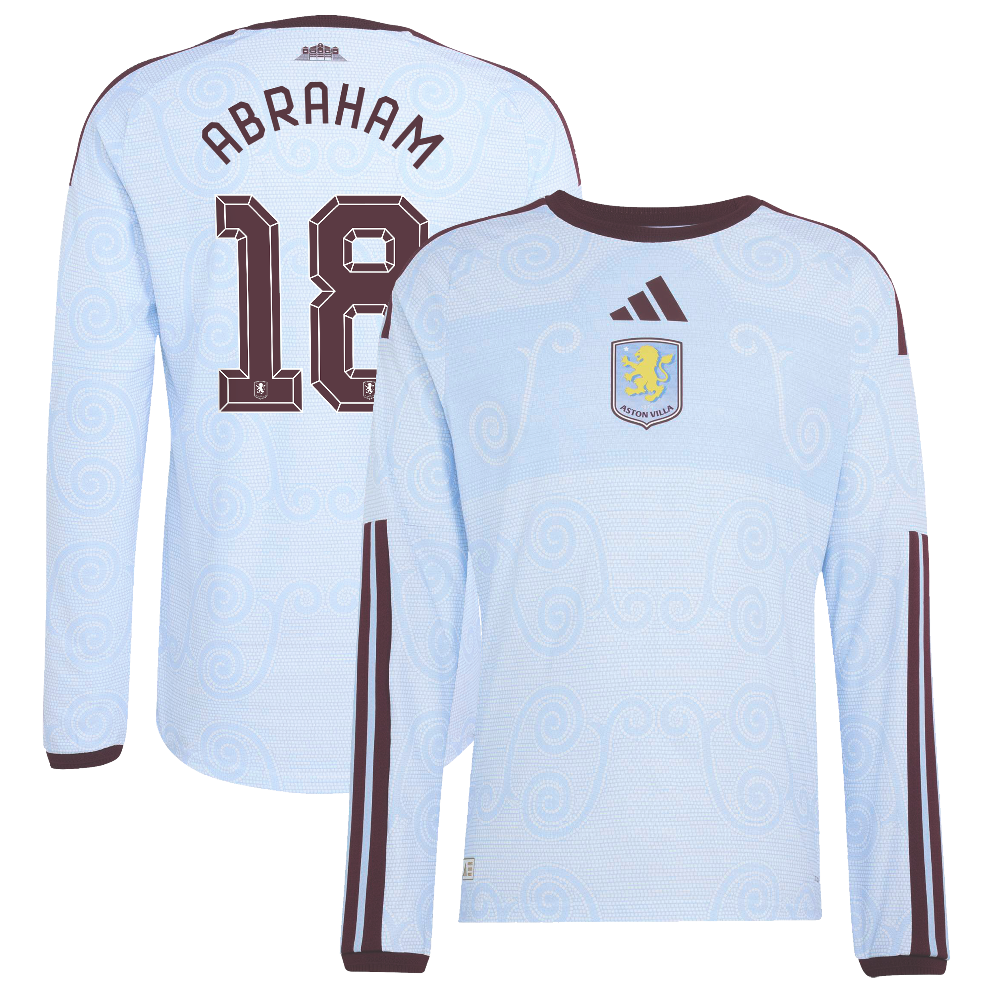 Aston Villa adidas Third Authentic Shirt 2026-27 - Long Sleeve with Abraham 18 Cup printing, , rebel_hi-res