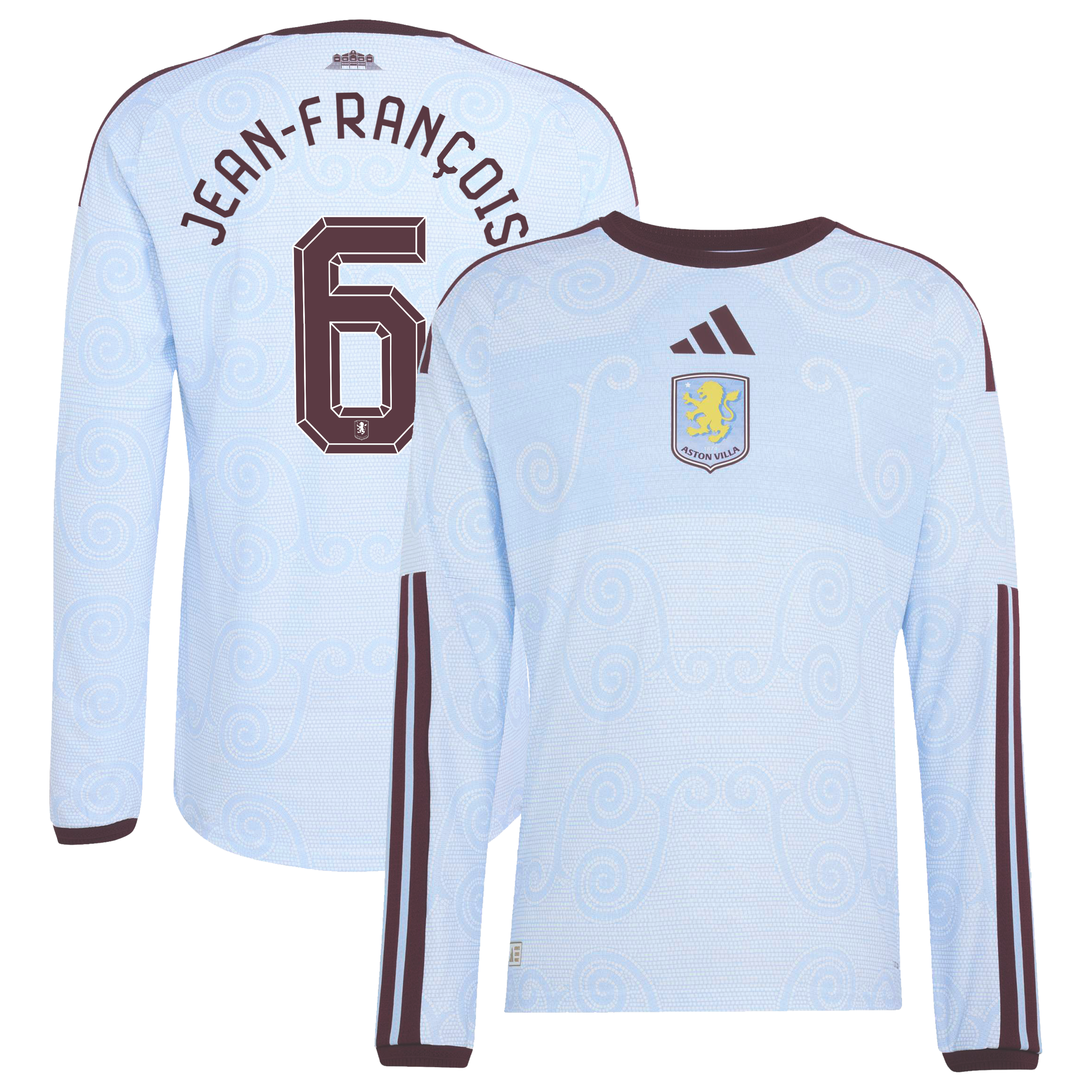 Aston Villa adidas Third Authentic Shirt 2026-27 - Long Sleeve with Jean-Fran&ccedil;ois 6 Cup printing, , rebel_hi-res
