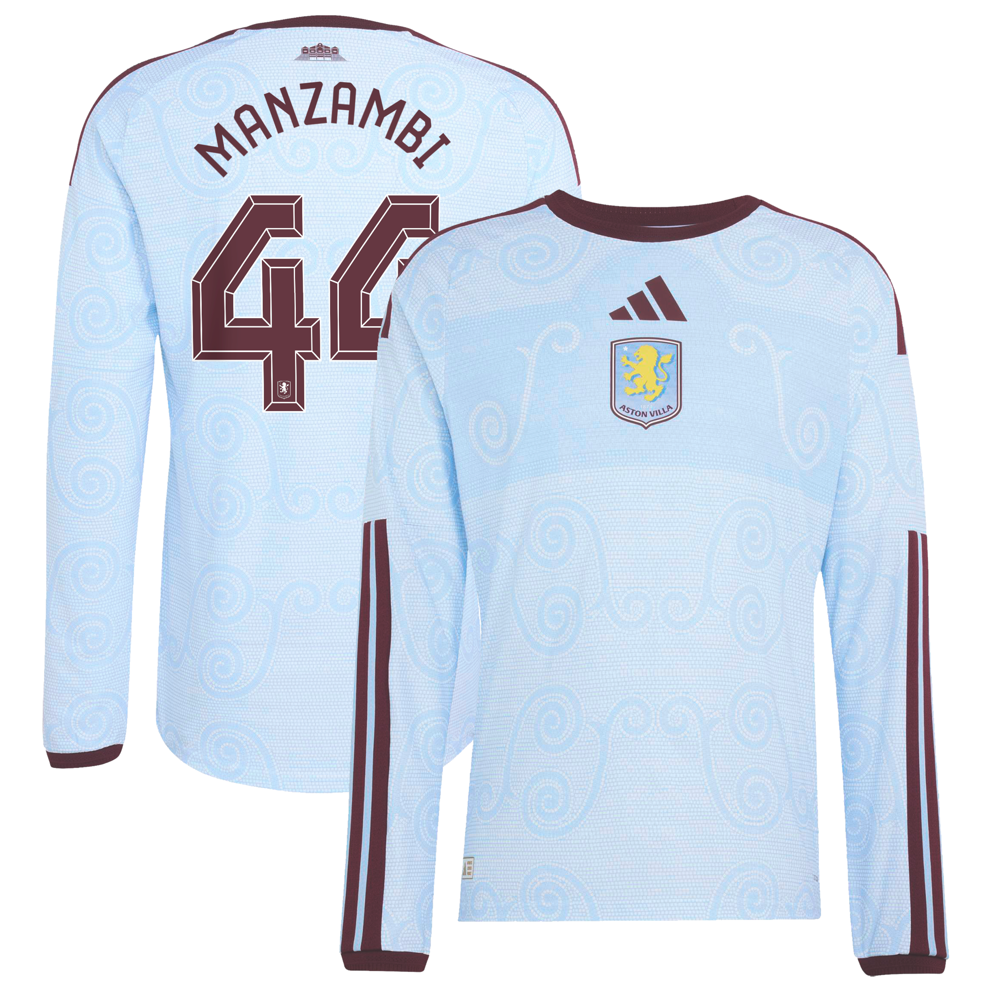 Aston Villa adidas Third Authentic Shirt 2026-27 - Long Sleeve with Manzambi 44 Cup printing, , rebel_hi-res