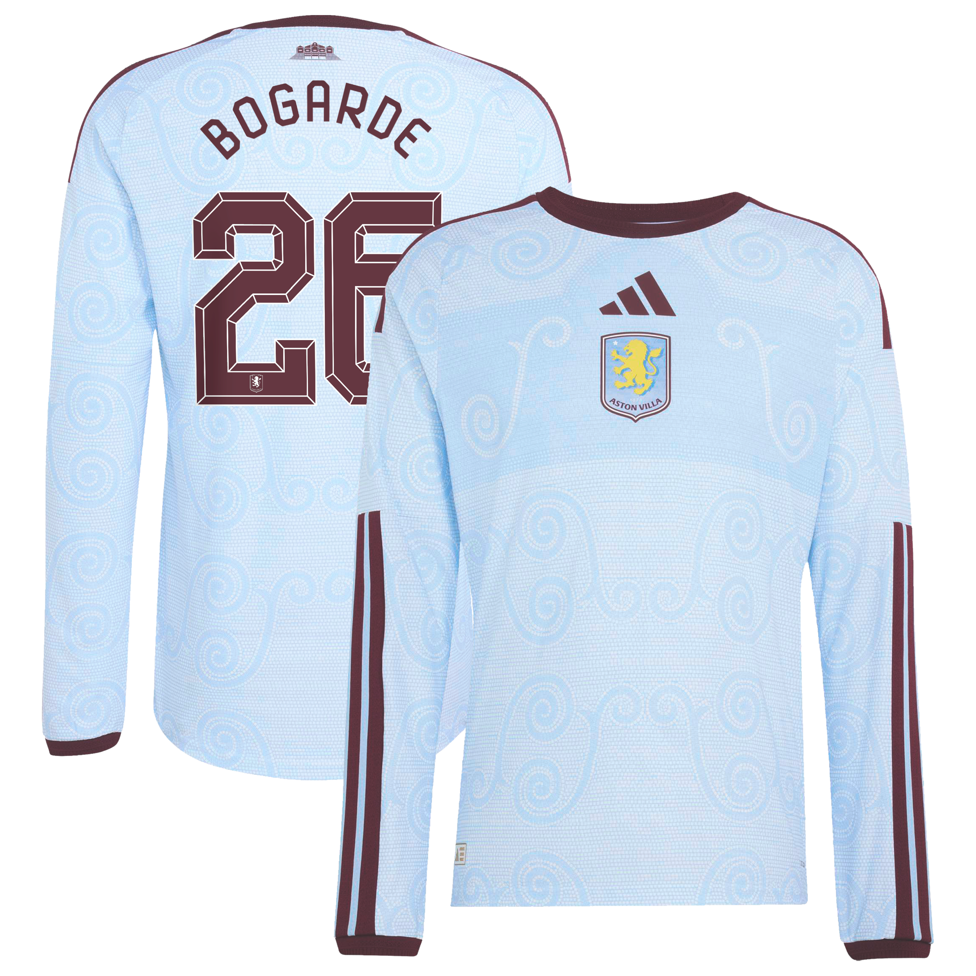 Aston Villa adidas Third Authentic Shirt 2026-27 - Long Sleeve with Bogarde 26 Cup printing, , rebel_hi-res