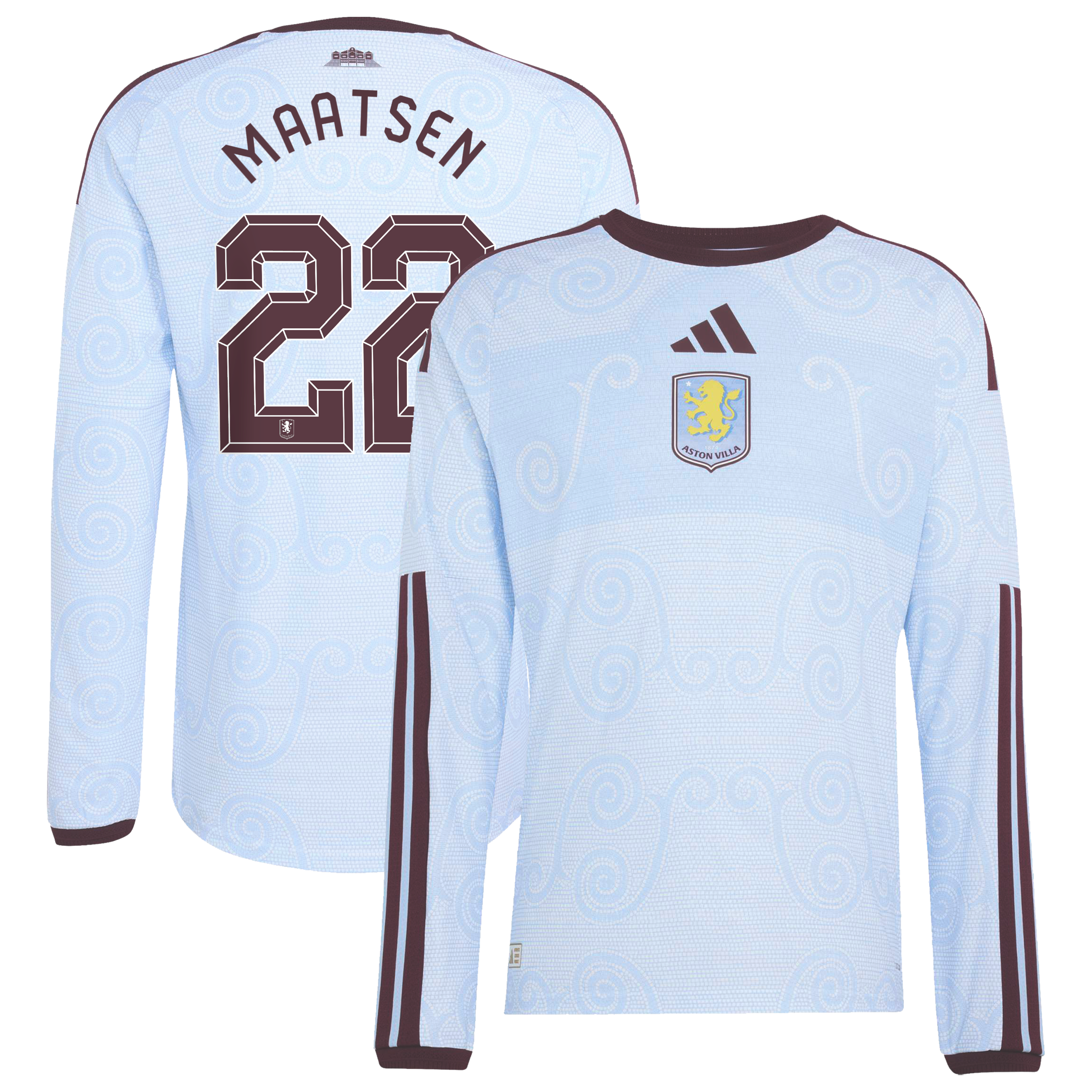 Aston Villa adidas Third Authentic Shirt 2026-27 - Long Sleeve with Maatsen 22 Cup printing, , rebel_hi-res