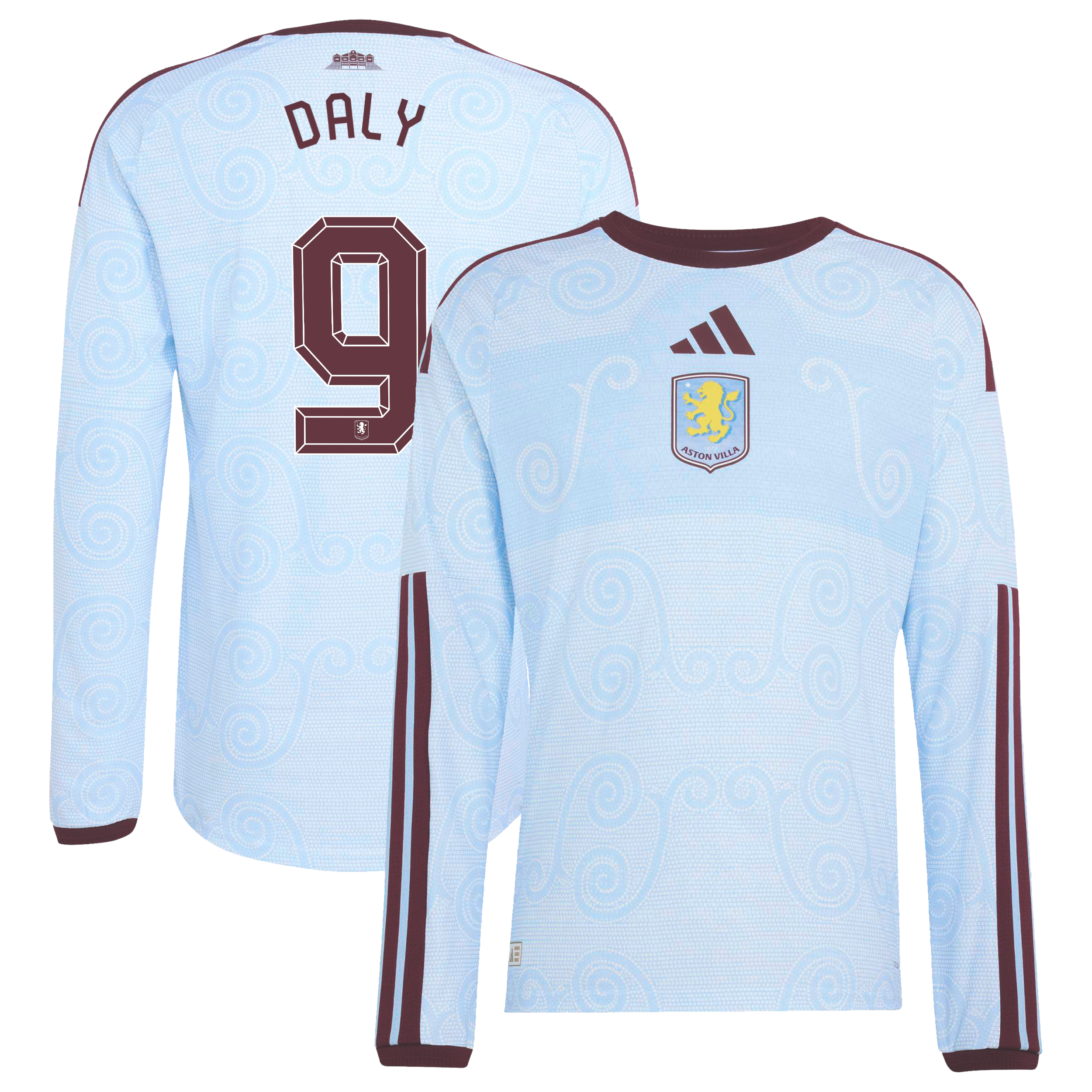 Aston Villa adidas Third Authentic Shirt 2026-27 - Long Sleeve with Daly 9 Cup printing, , rebel_hi-res
