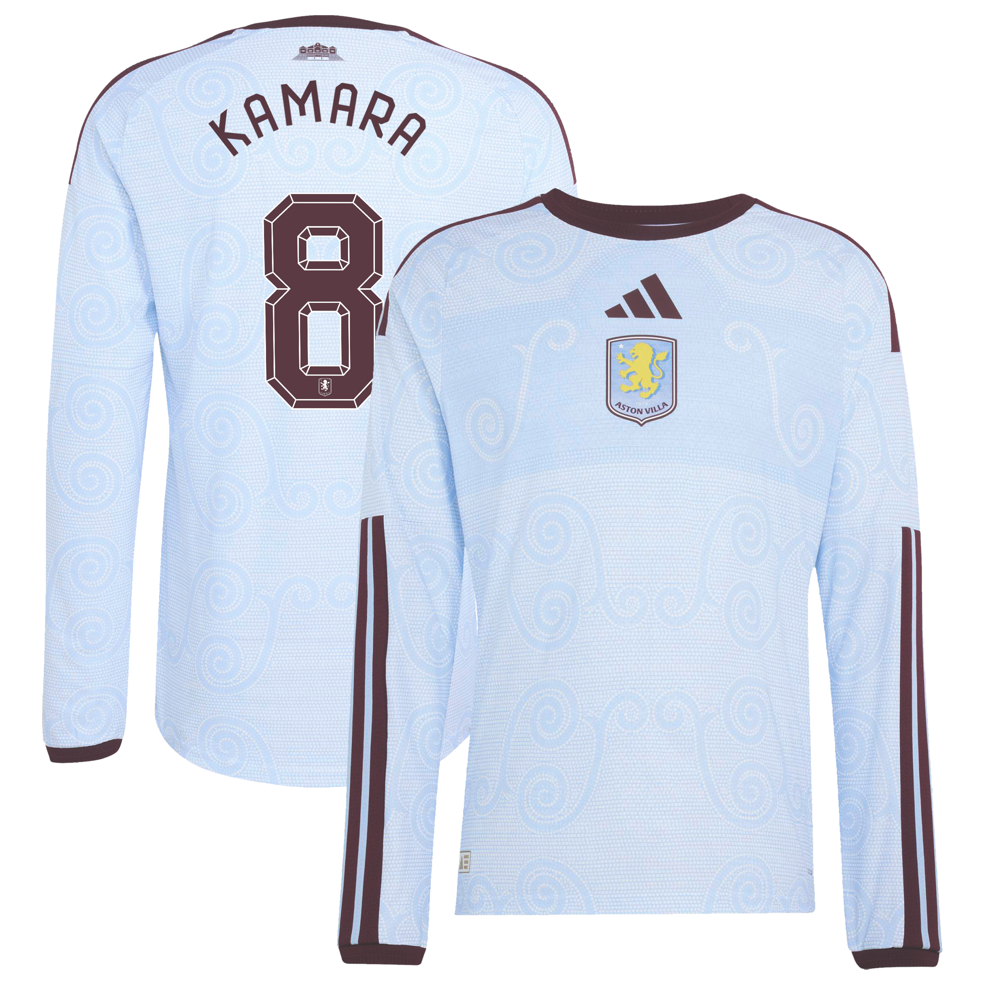 Aston Villa adidas Third Authentic Shirt 2026-27 - Long Sleeve with Kamara 8 Cup printing, , rebel_hi-res