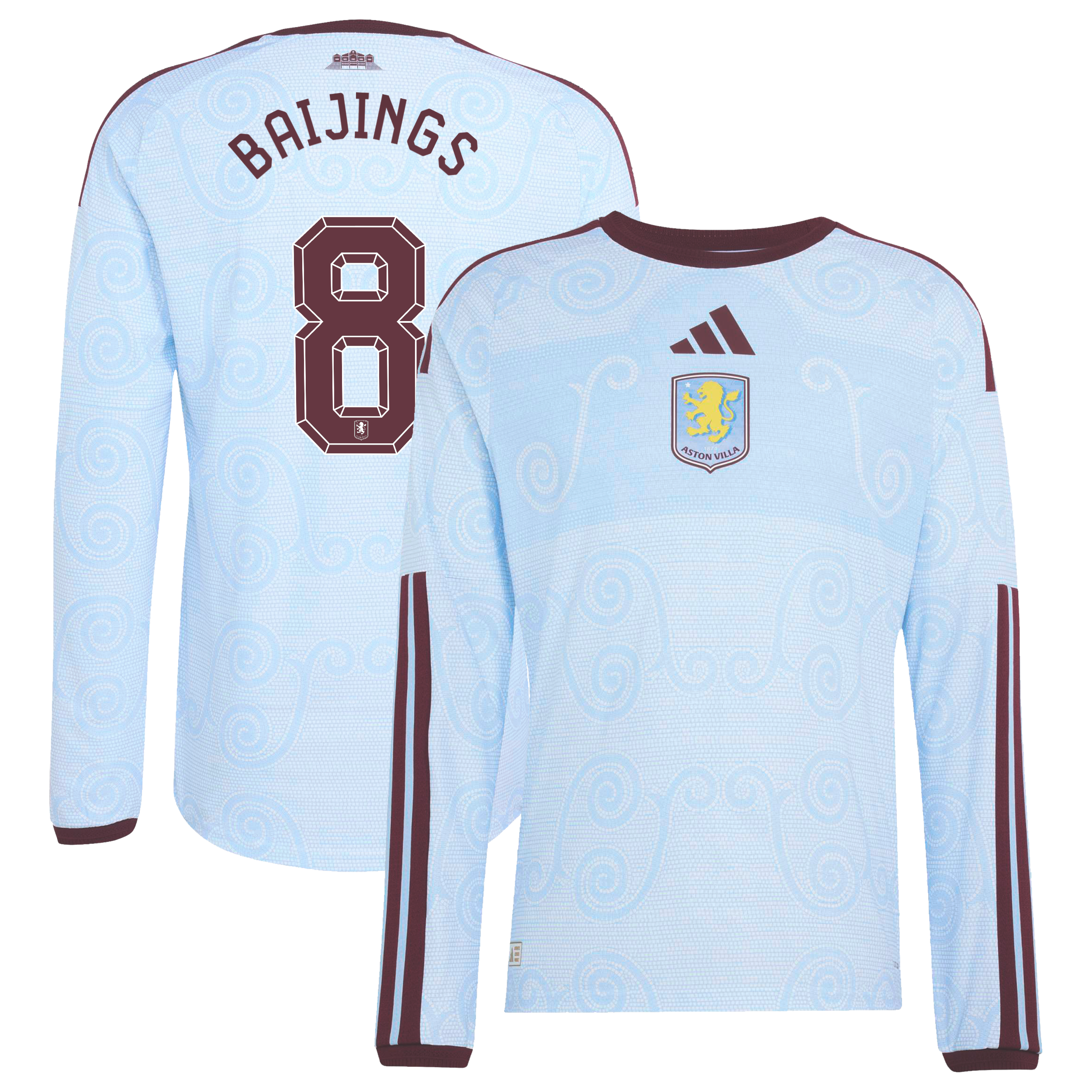 Aston Villa adidas Third Authentic Shirt 2026-27 - Long Sleeve with Baijings 8 Cup printing, , rebel_hi-res