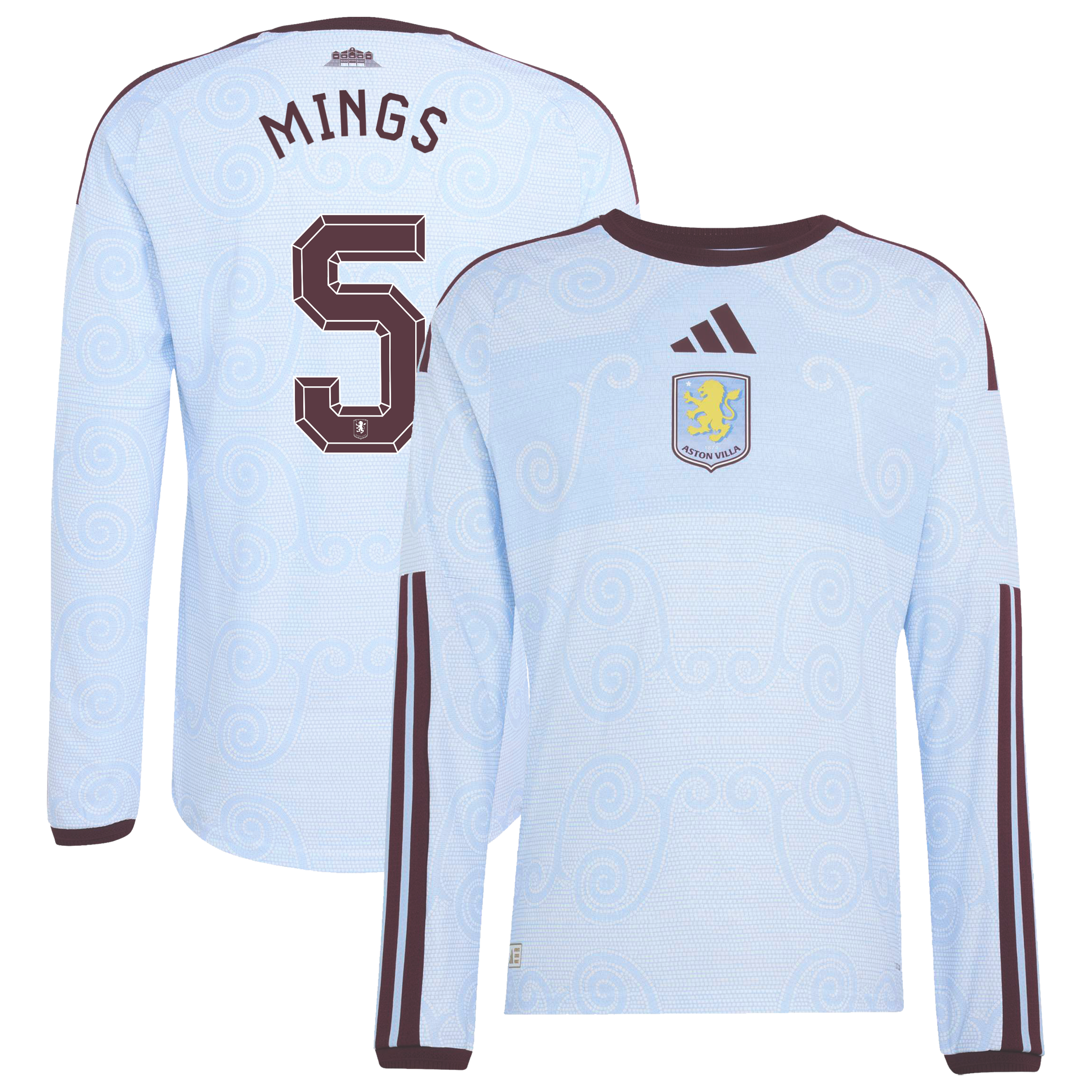 Aston Villa adidas Third Authentic Shirt 2026-27 - Long Sleeve with Mings 5 Cup printing, , rebel_hi-res