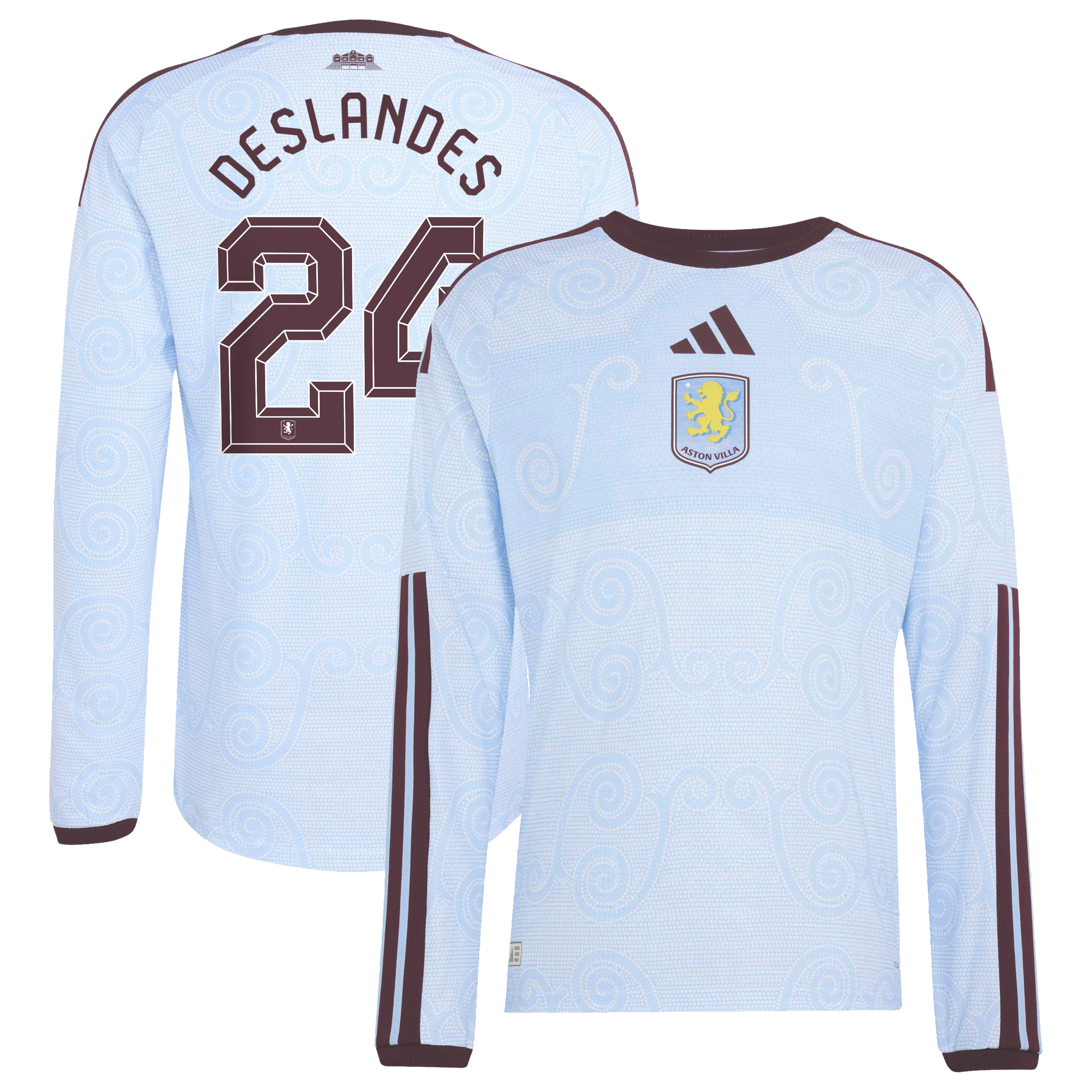 Aston Villa adidas Third Authentic Shirt 2026-27 - Long Sleeve with Deslandes 24 Cup printing, , rebel_hi-res