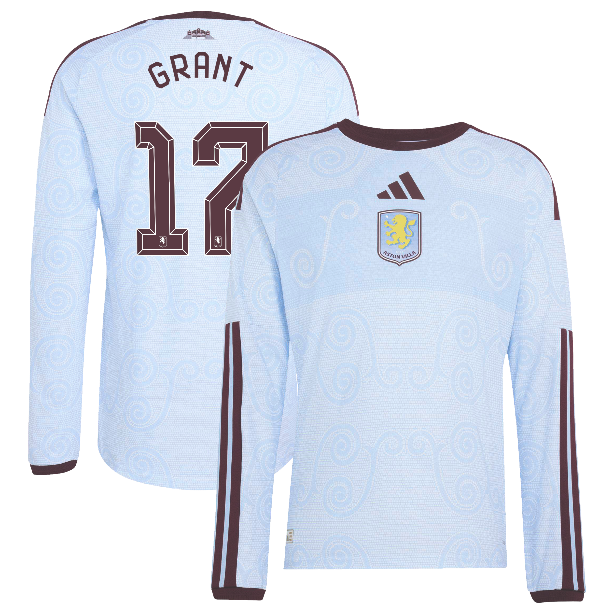 Aston Villa adidas Third Authentic Shirt 2026-27 - Long Sleeve with Grant 17 Cup printing, , rebel_hi-res