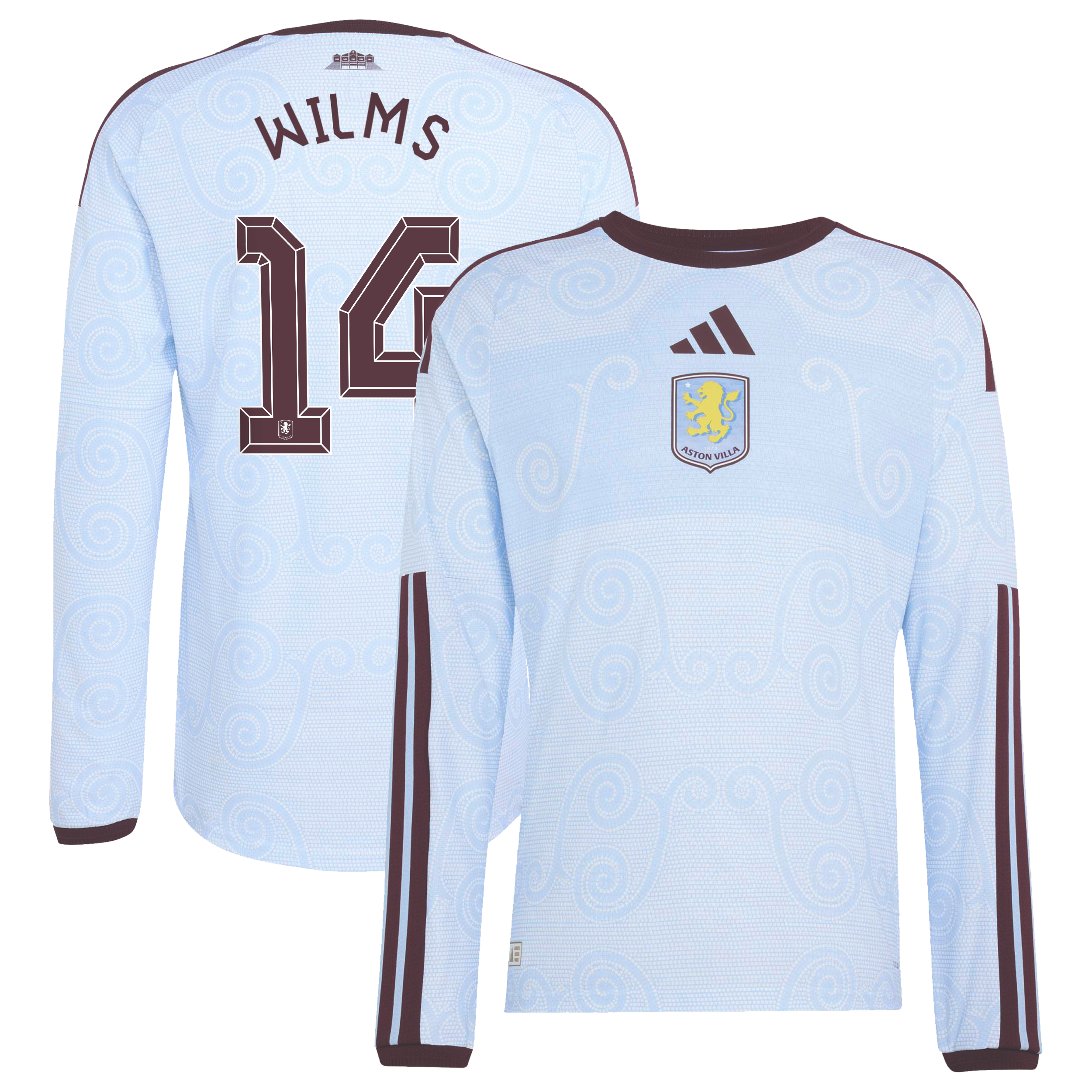 Aston Villa adidas Third Authentic Shirt 2026-27 - Long Sleeve with Wilms 14 Cup printing, , rebel_hi-res