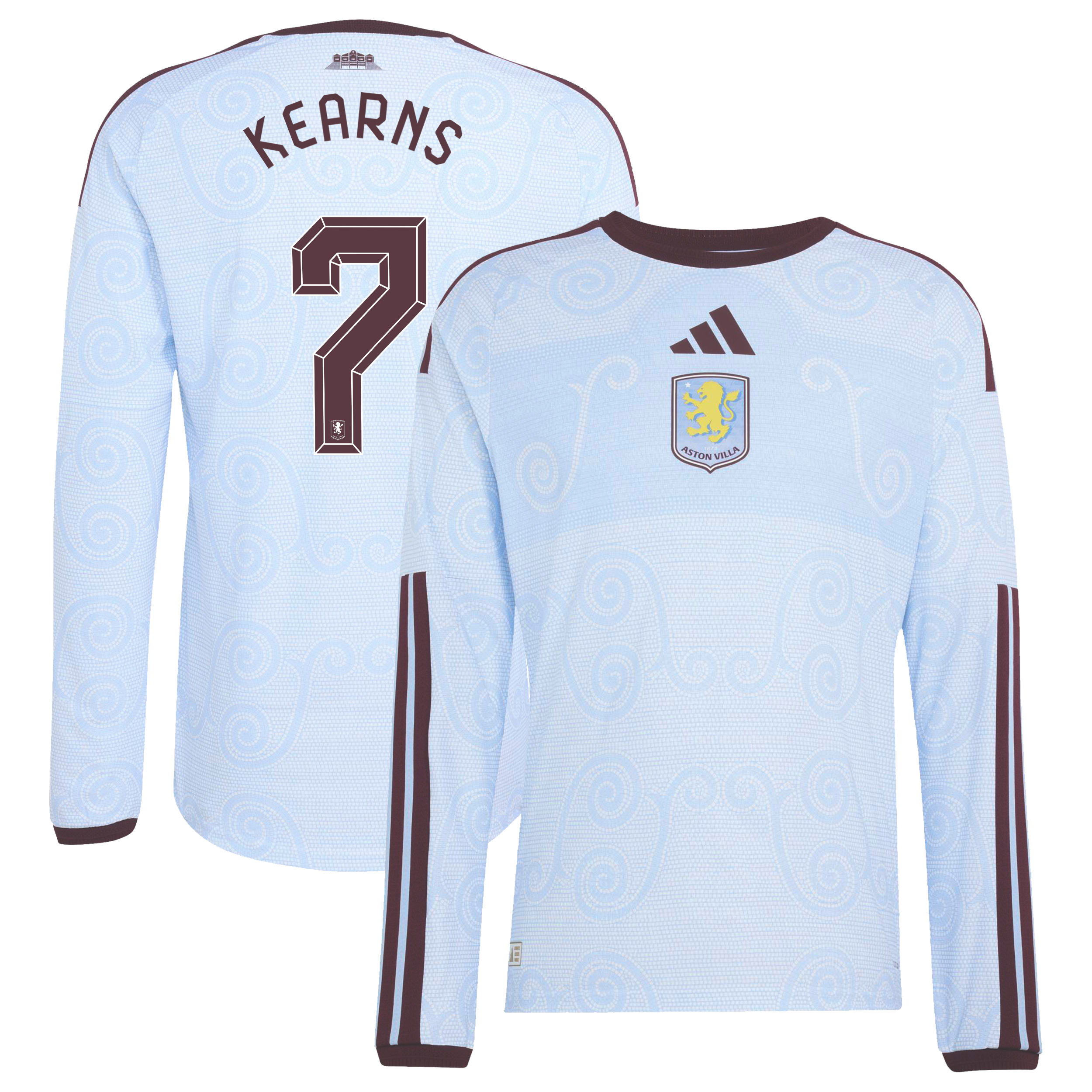 Aston Villa adidas Third Authentic Shirt 2026-27 - Long Sleeve with Kearns 7 Cup printing, , rebel_hi-res