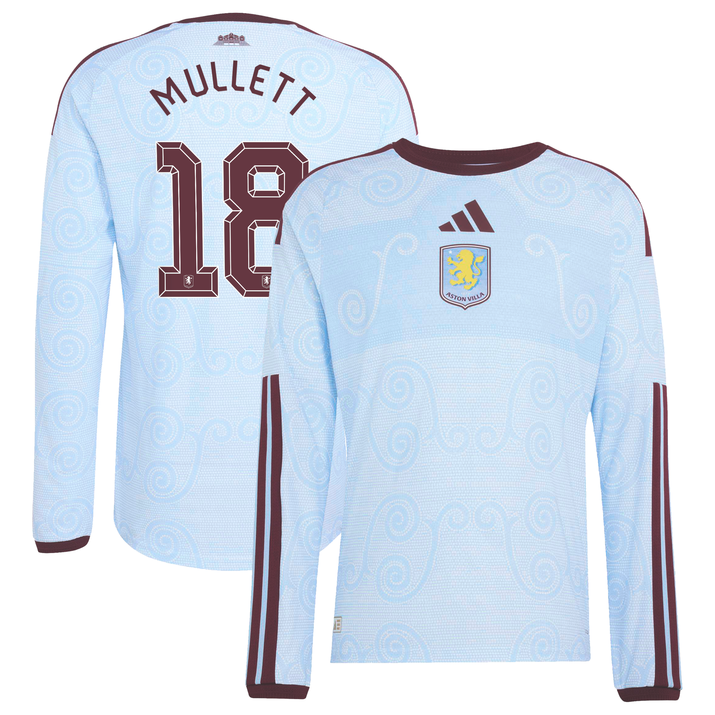 Aston Villa adidas Third Authentic Shirt 2026-27 - Long Sleeve with Mullett 18 Cup printing, , rebel_hi-res