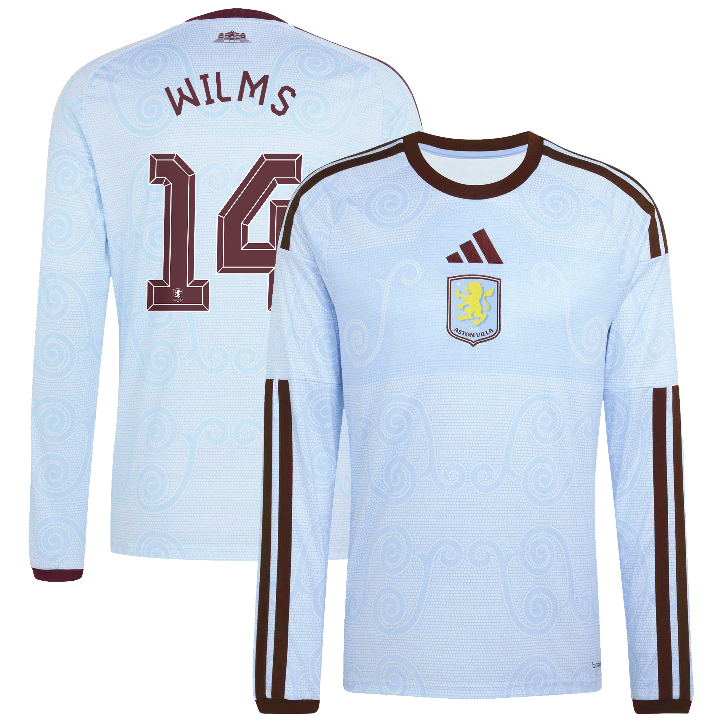 Aston Villa adidas Third Shirt 2026-27 - Long Sleeve with Wilms 14 Cup printing, , rebel_hi-res