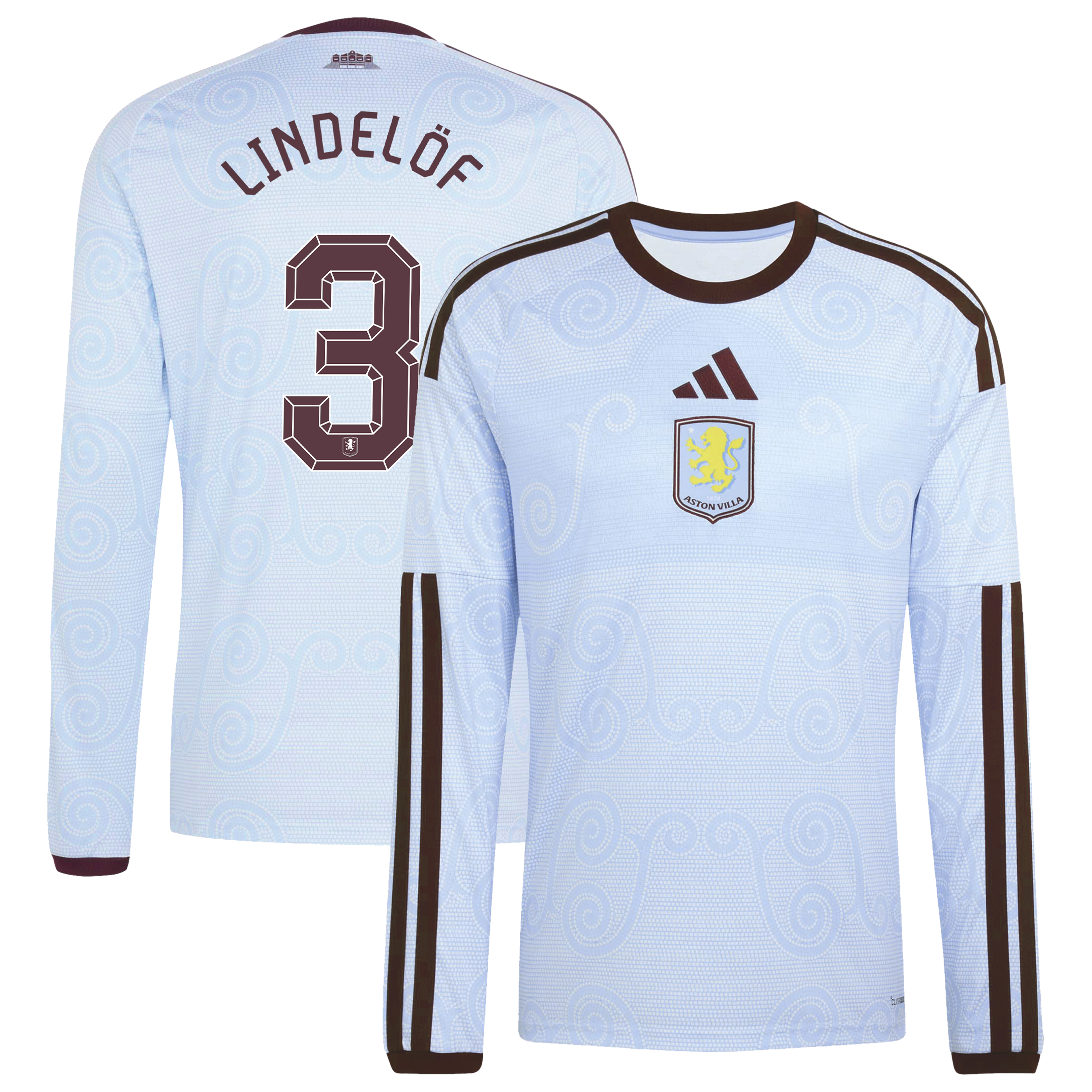 Aston Villa adidas Third Shirt 2026-27 - Long Sleeve with Lindel&ouml;f 3 Cup printing, , rebel_hi-res