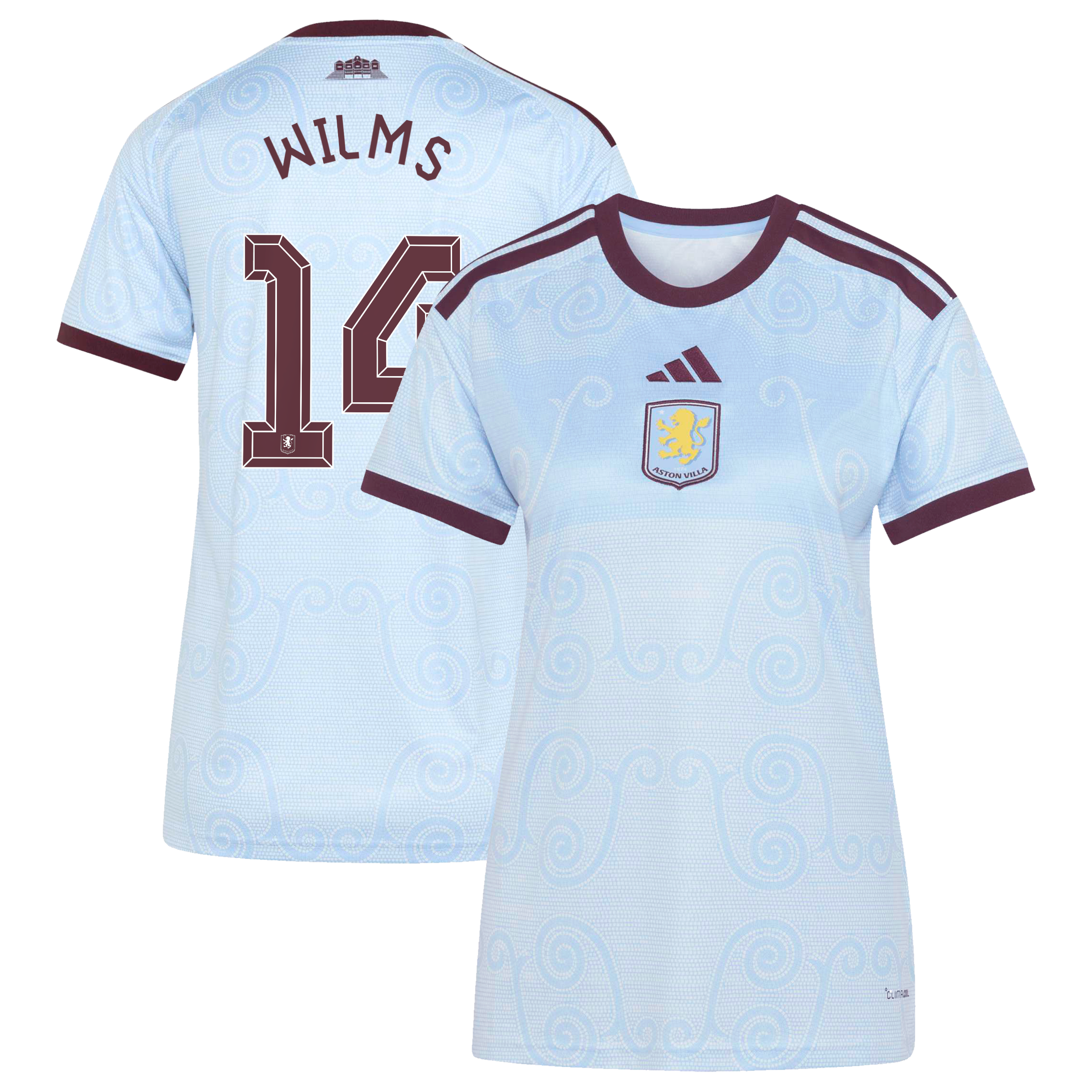 Aston Villa adidas Third Shirt 2026-27 - Womens with Wilms 14 Cup printing, , rebel_hi-res