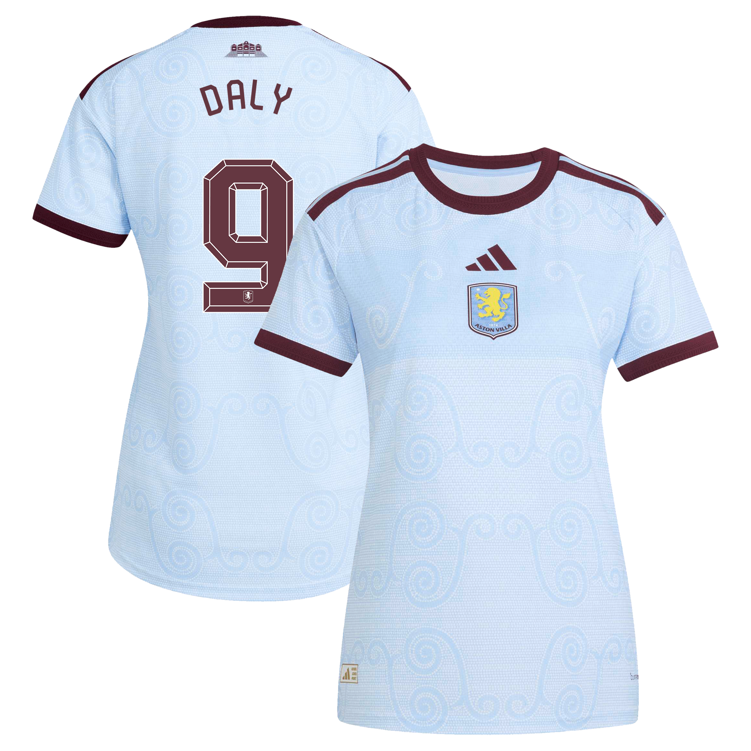 Aston Villa adidas Third Authentic Shirt 2026-27 - Womens with Daly 9 Cup printing